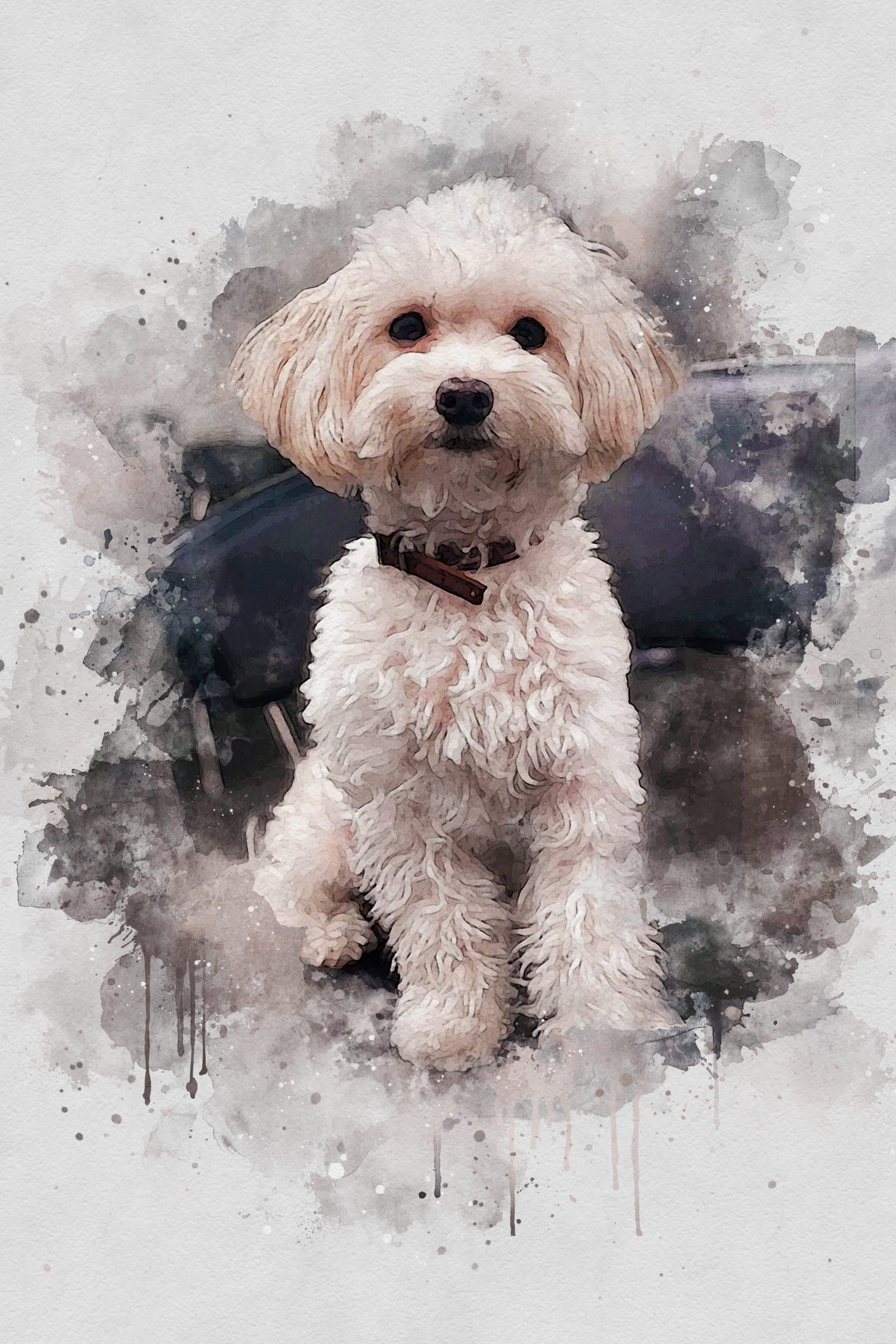 Custom Watercolor Portrait with Pet | Personalized Dog Memorial Gift