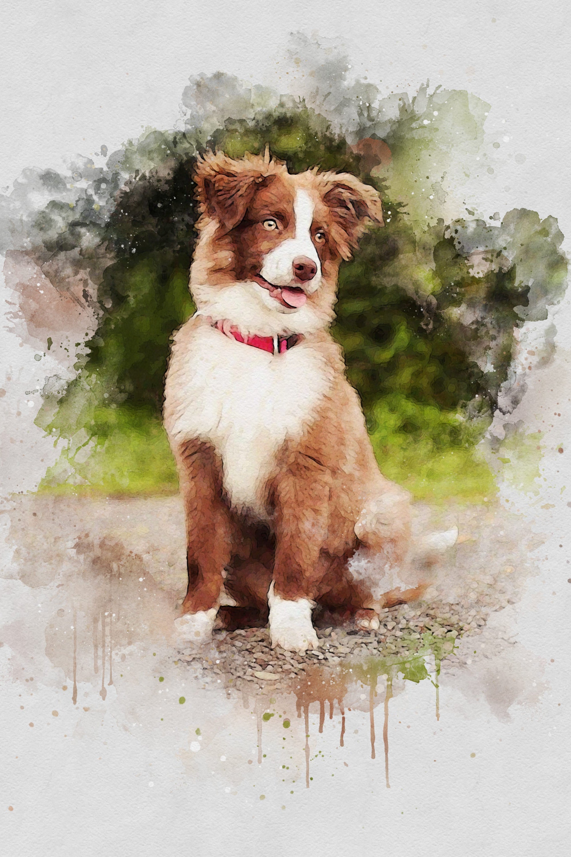 Custom Watercolor Portrait with Pet | Personalized Dog Memorial Gift