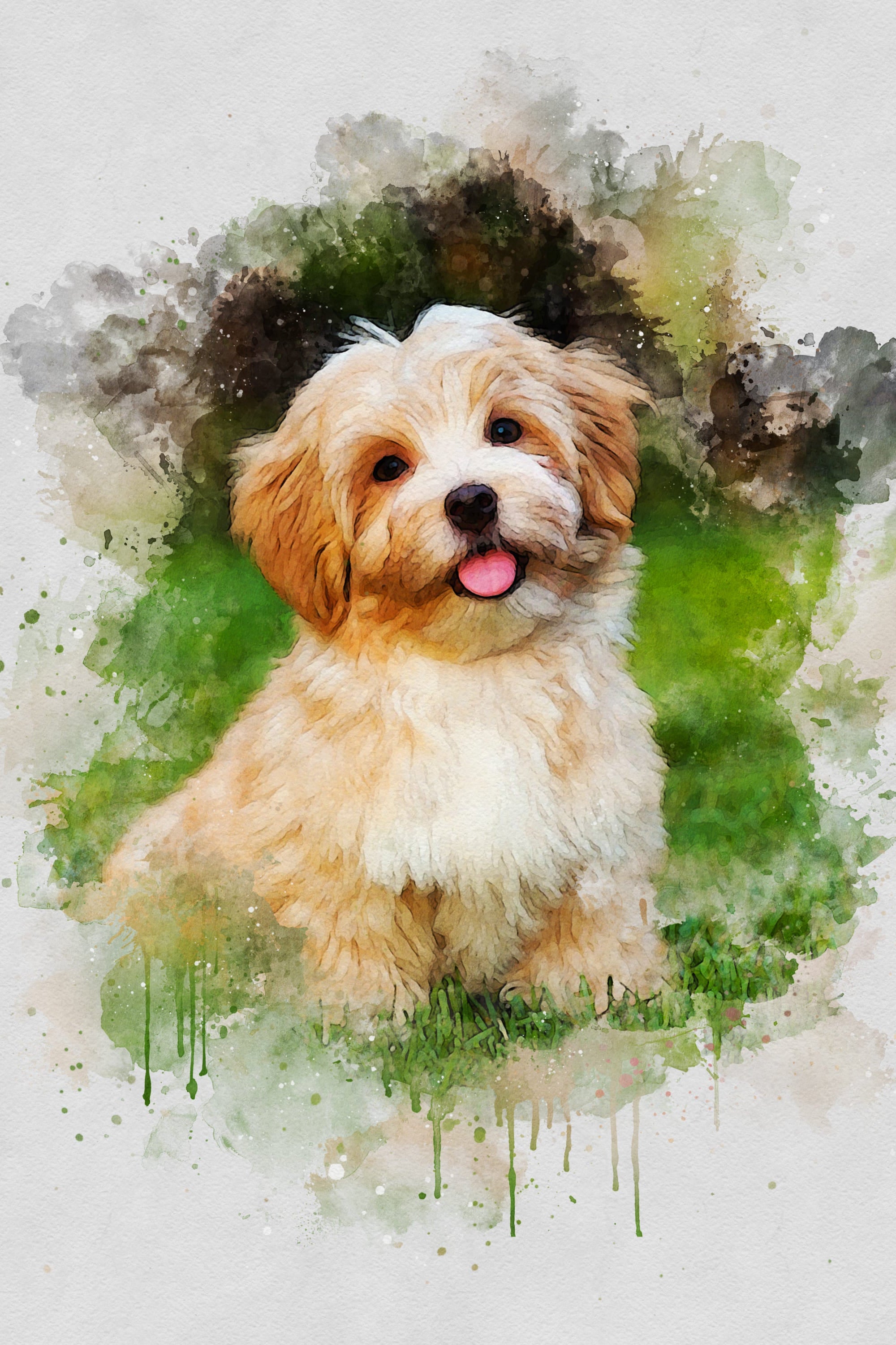 Custom Watercolor Portrait with Pet | Personalized Dog Memorial Gift