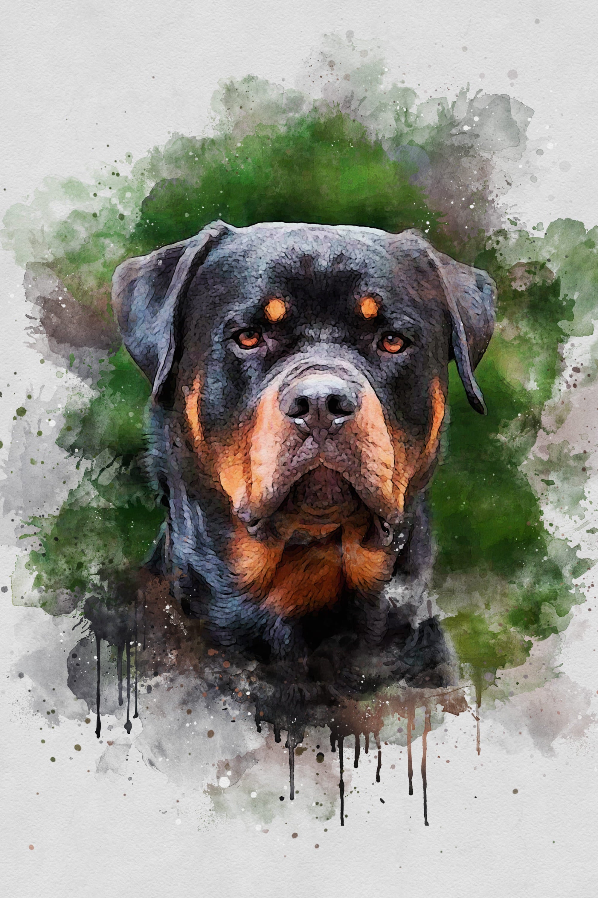 Custom Watercolor Portrait with Pet | Personalized Dog Memorial Gift