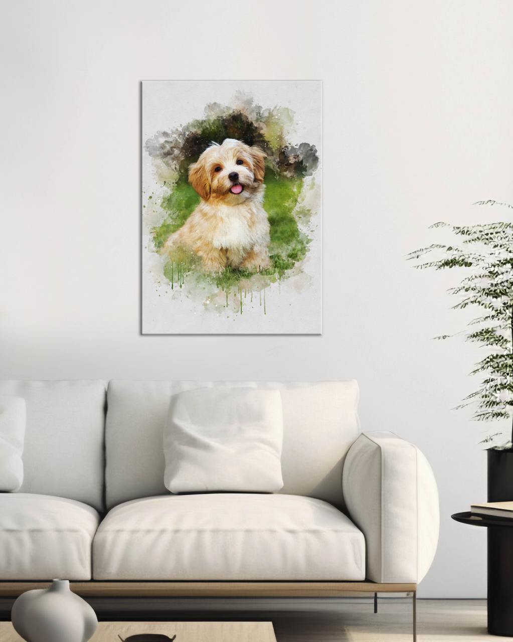 Custom Watercolor Portrait with Pet | Personalized Dog Memorial Gift