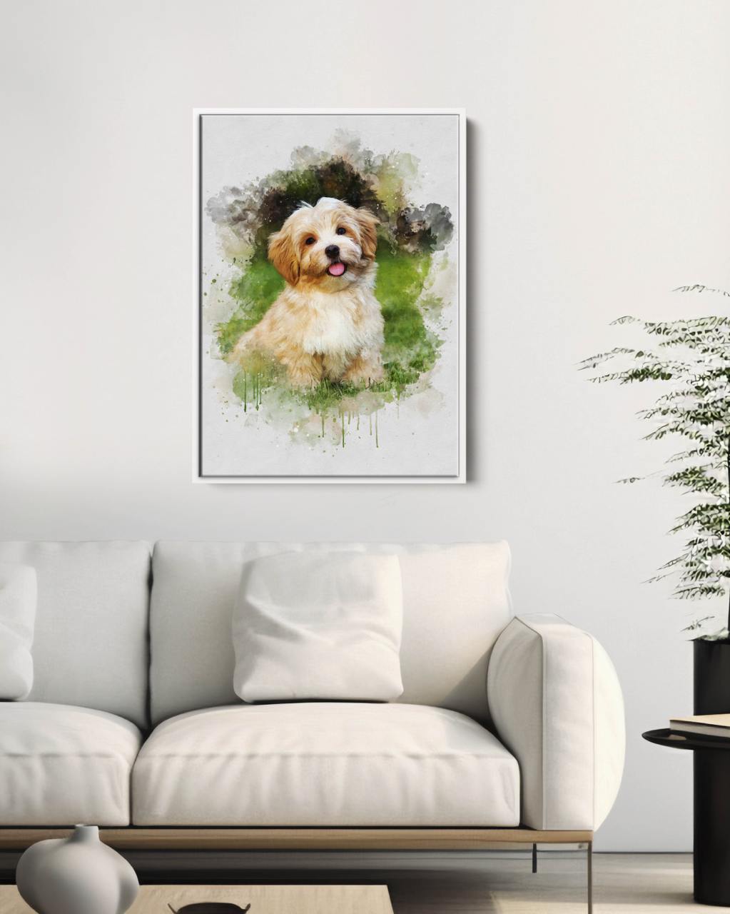 Custom Watercolor Portrait with Pet | Personalized Dog Memorial Gift
