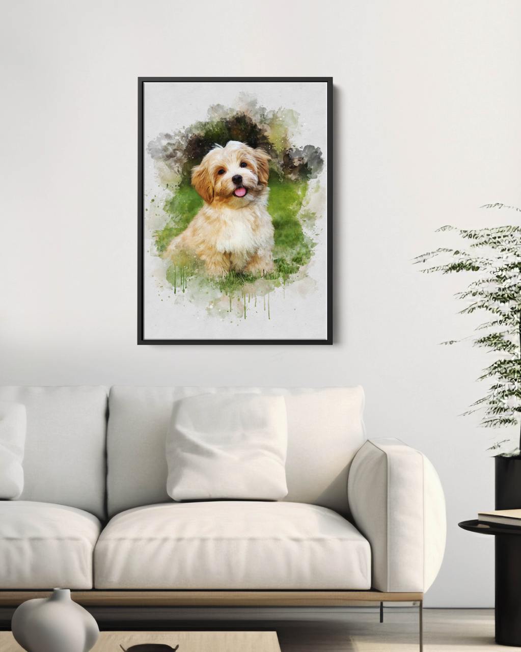 Custom Watercolor Portrait with Pet | Personalized Dog Memorial Gift