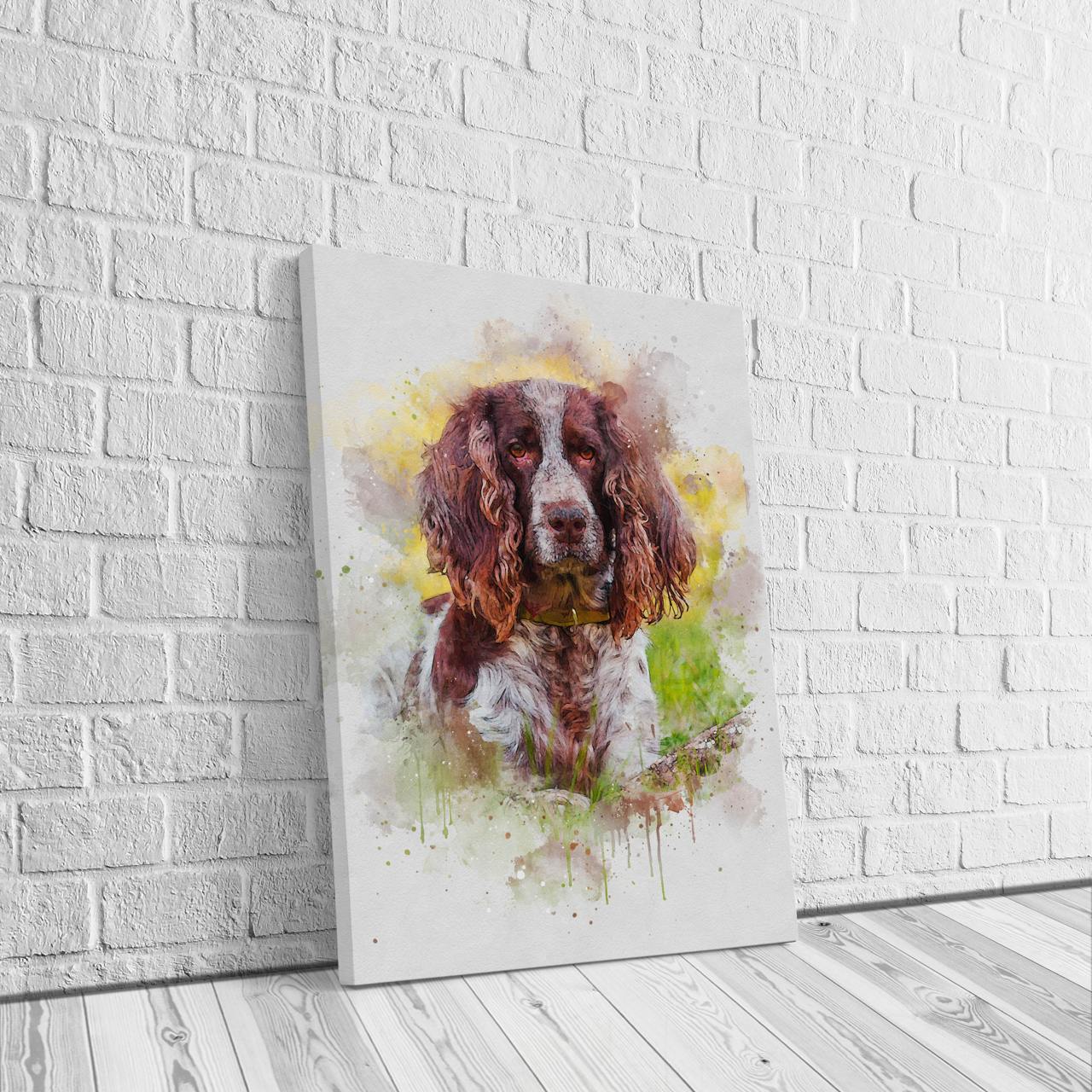 Custom Watercolor Portrait with Pet | Personalized Dog Memorial Gift
