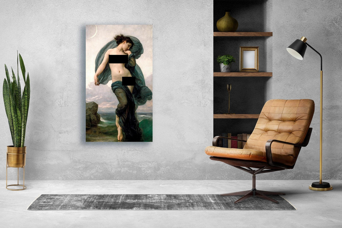 William Adolphe Bouguereau - Evening Mood, Le crepuscule. Sensual art, Canvas painting, Poster print, Mystical woman art