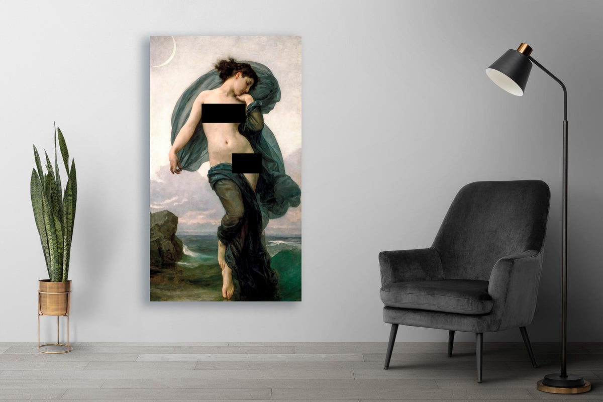 William Adolphe Bouguereau - Evening Mood, Le crepuscule. Sensual art, Canvas painting, Poster print, Mystical woman art