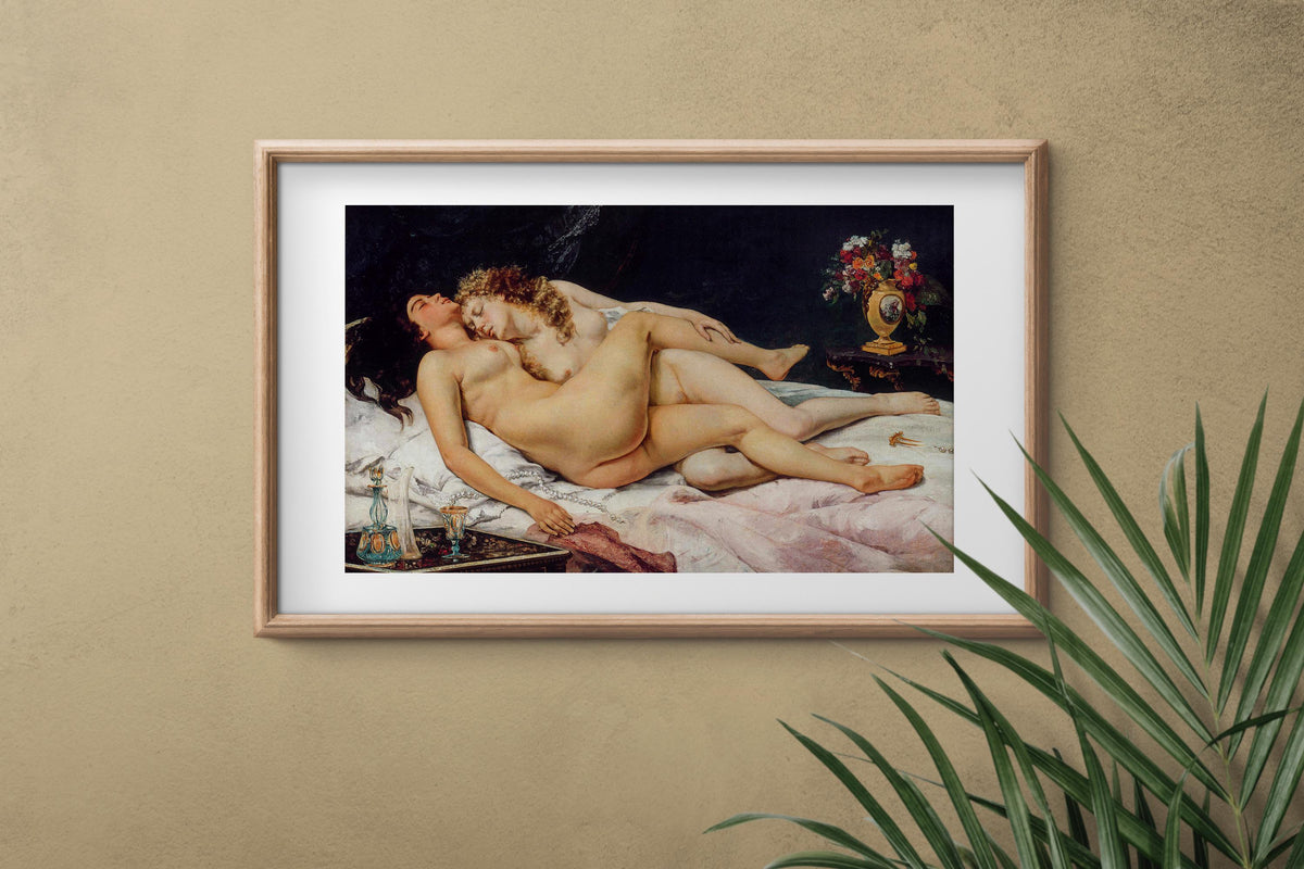 Gustave Courbet, Le Sommeil - Realism wall art, sensual bedroom decor, museum style print, romantic couple art, elegant