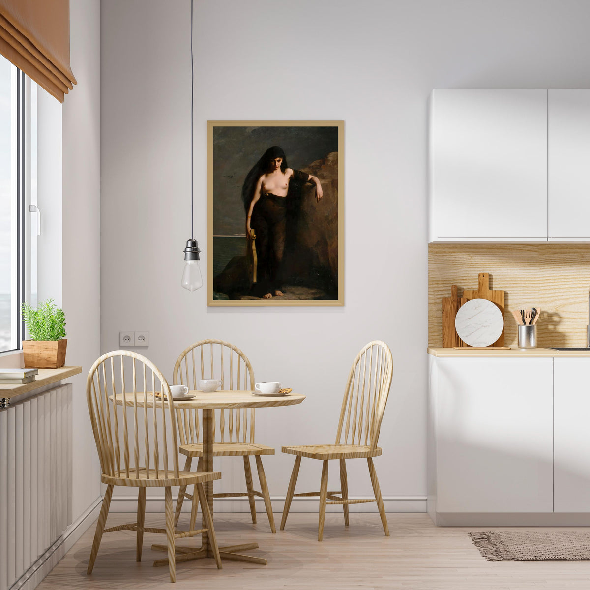 Charles Mengin - Sappho. Death of Sappho, Dark wall art, Living room decor, Mystical Women, Sappho art print, Large wall