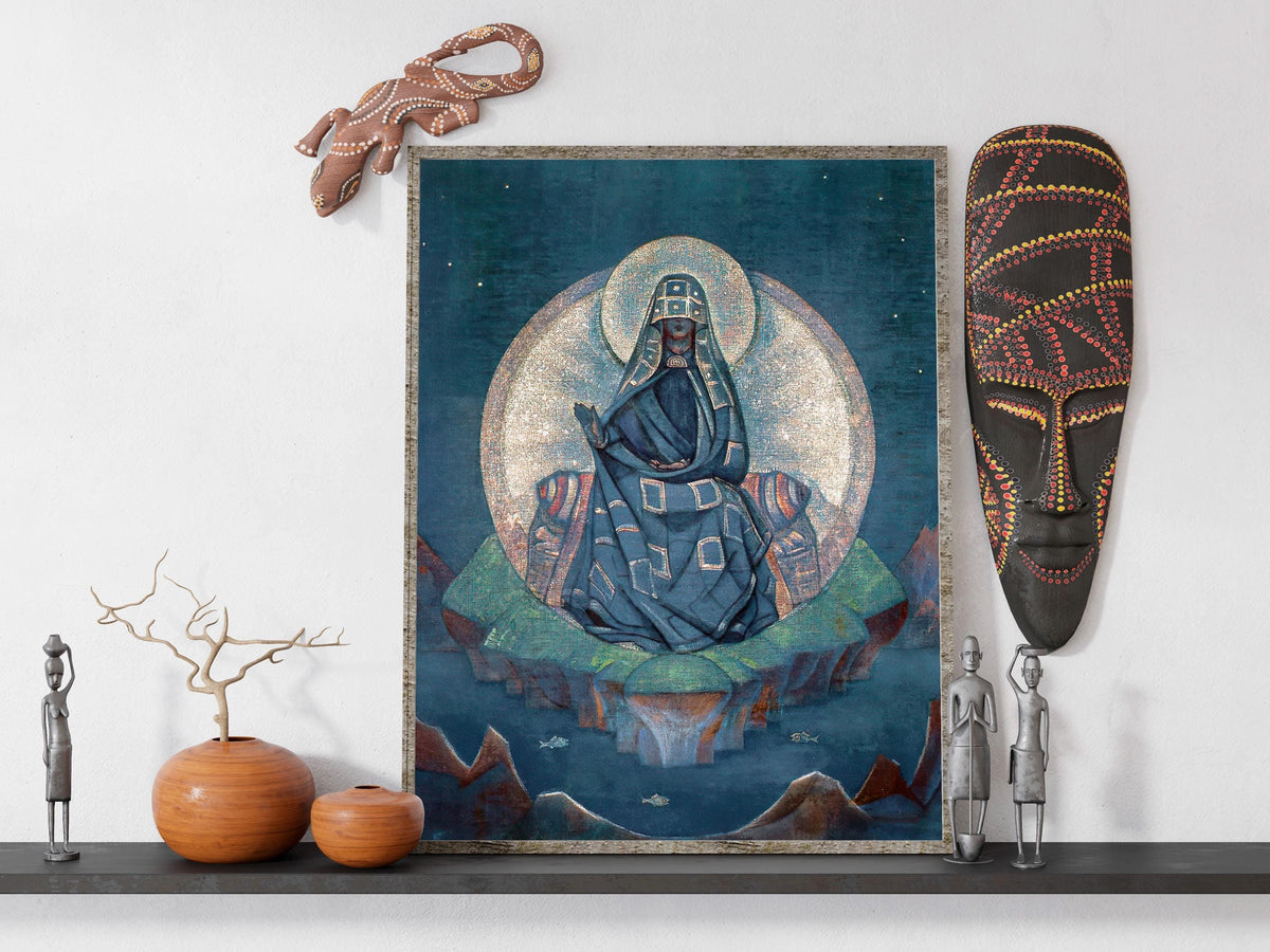 Nicholas Roerich - The Mother of the World. Magic woman art, Reproduction canvas, Large wall art, Mystical woman, Fine a