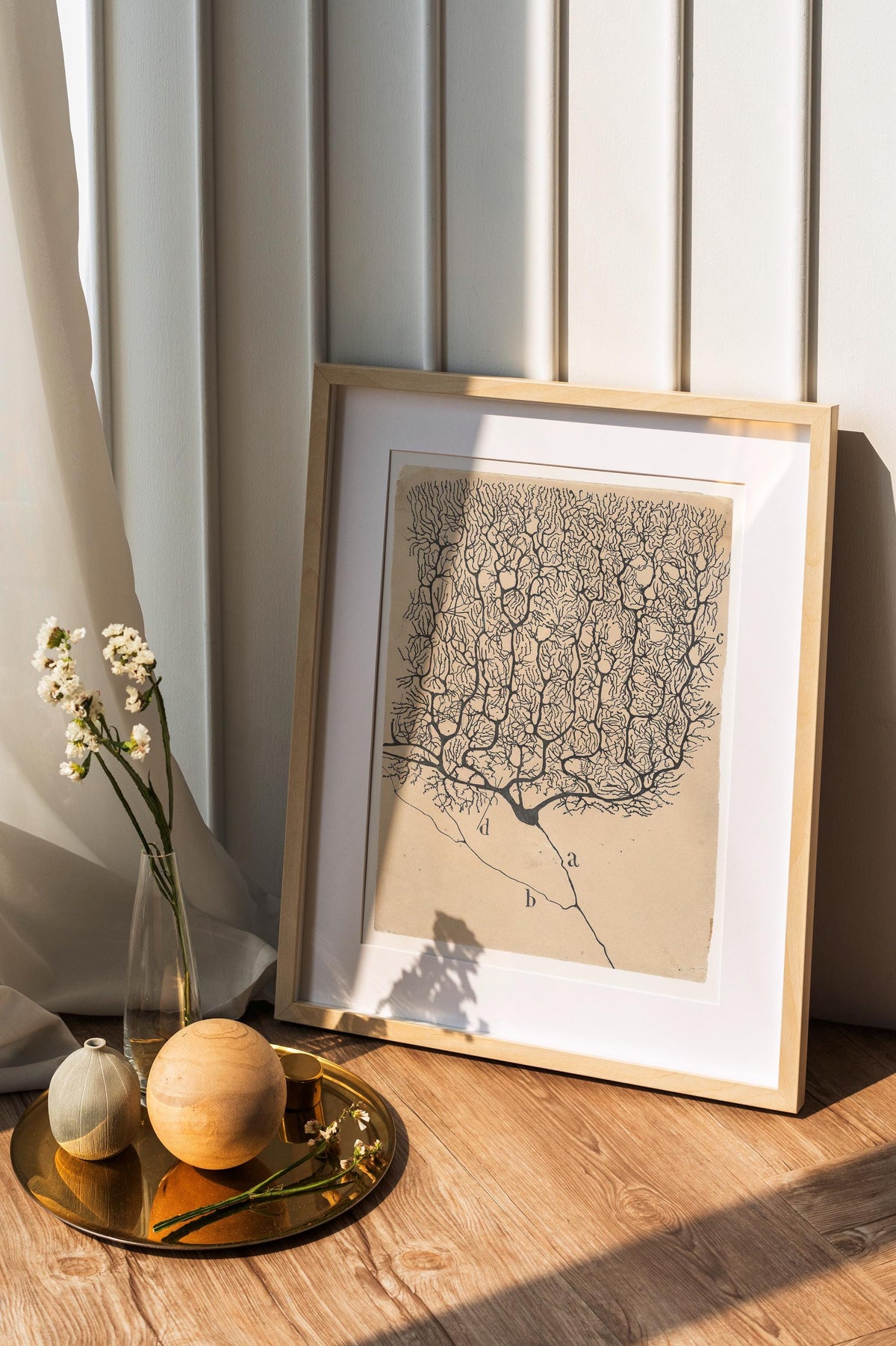Santiago Ramón y Cajal - Neuron painting, Kitchen decor, Neuron art print, Biology artwork, Ready to hang, Vintage scien