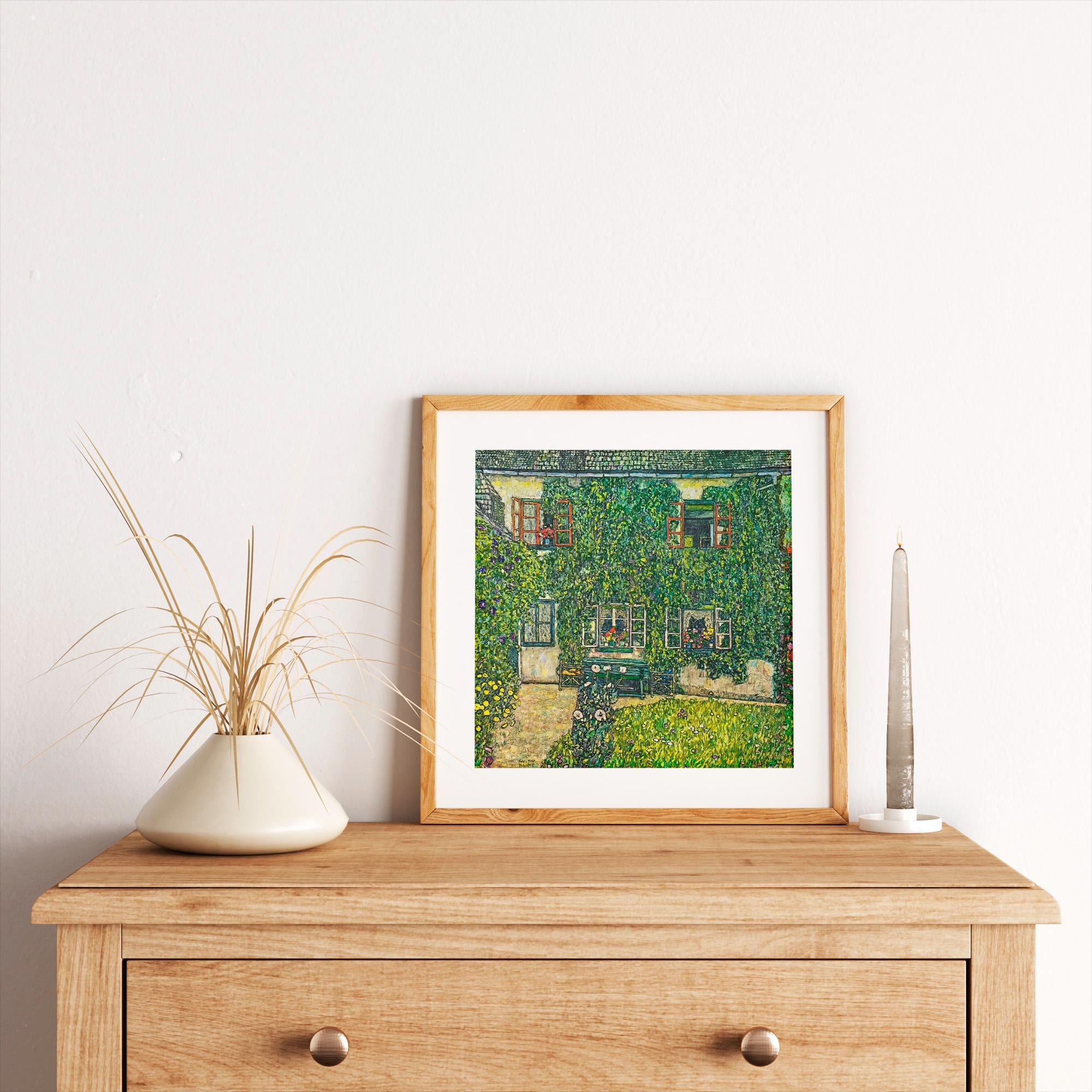 Gustav Klimt - The House of Guardaboschi. Klimt poster print, Large wall art, Green kitchen wall art, Nature painting, L