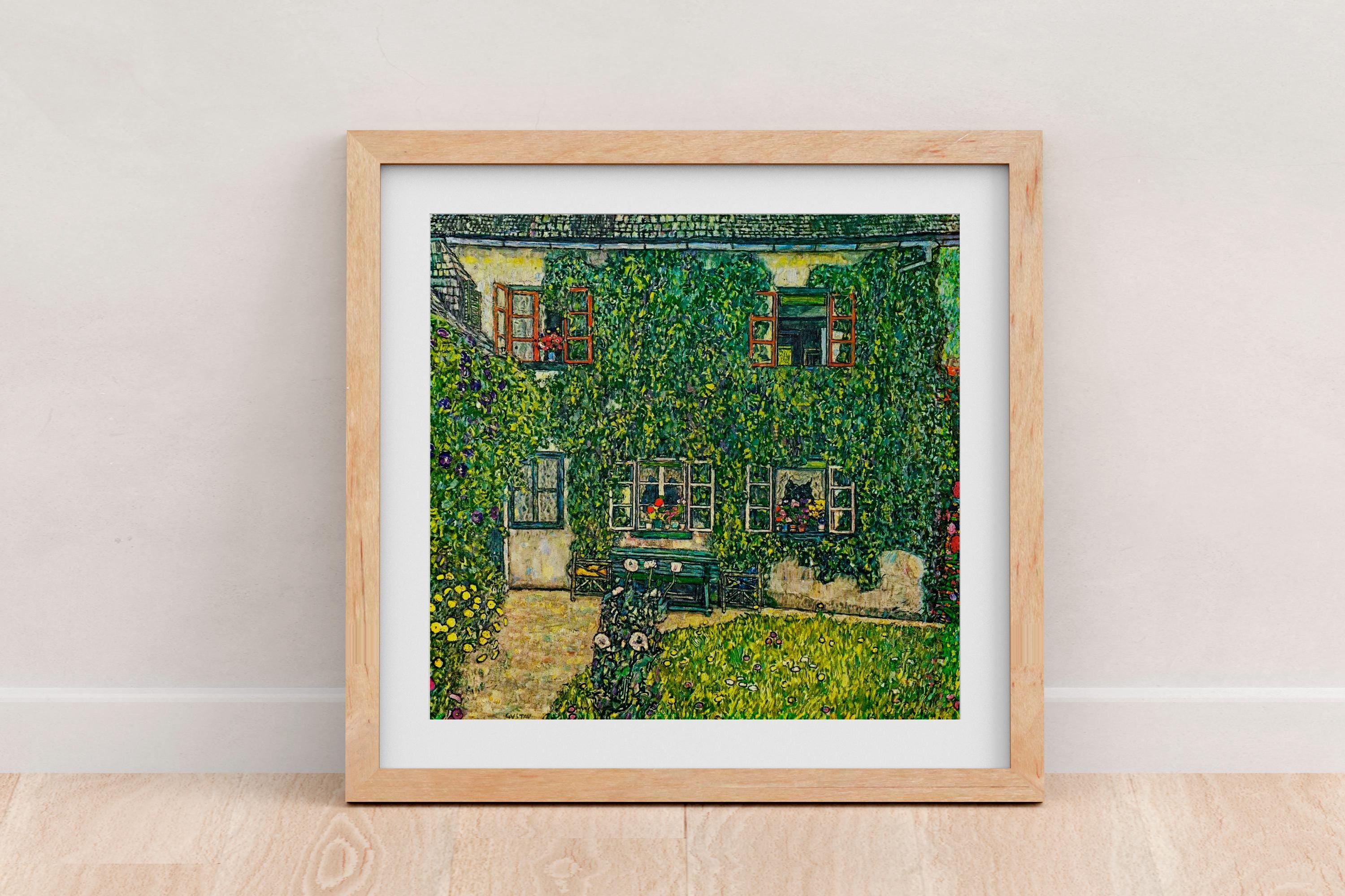 Gustav Klimt - The House of Guardaboschi. Klimt poster print, Large wall art, Green kitchen wall art, Nature painting, L