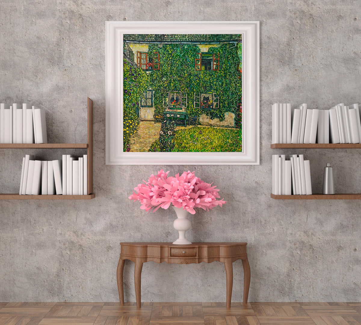 Gustav Klimt - The House of Guardaboschi. Klimt poster print, Large wall art, Green kitchen wall art, Nature painting, L