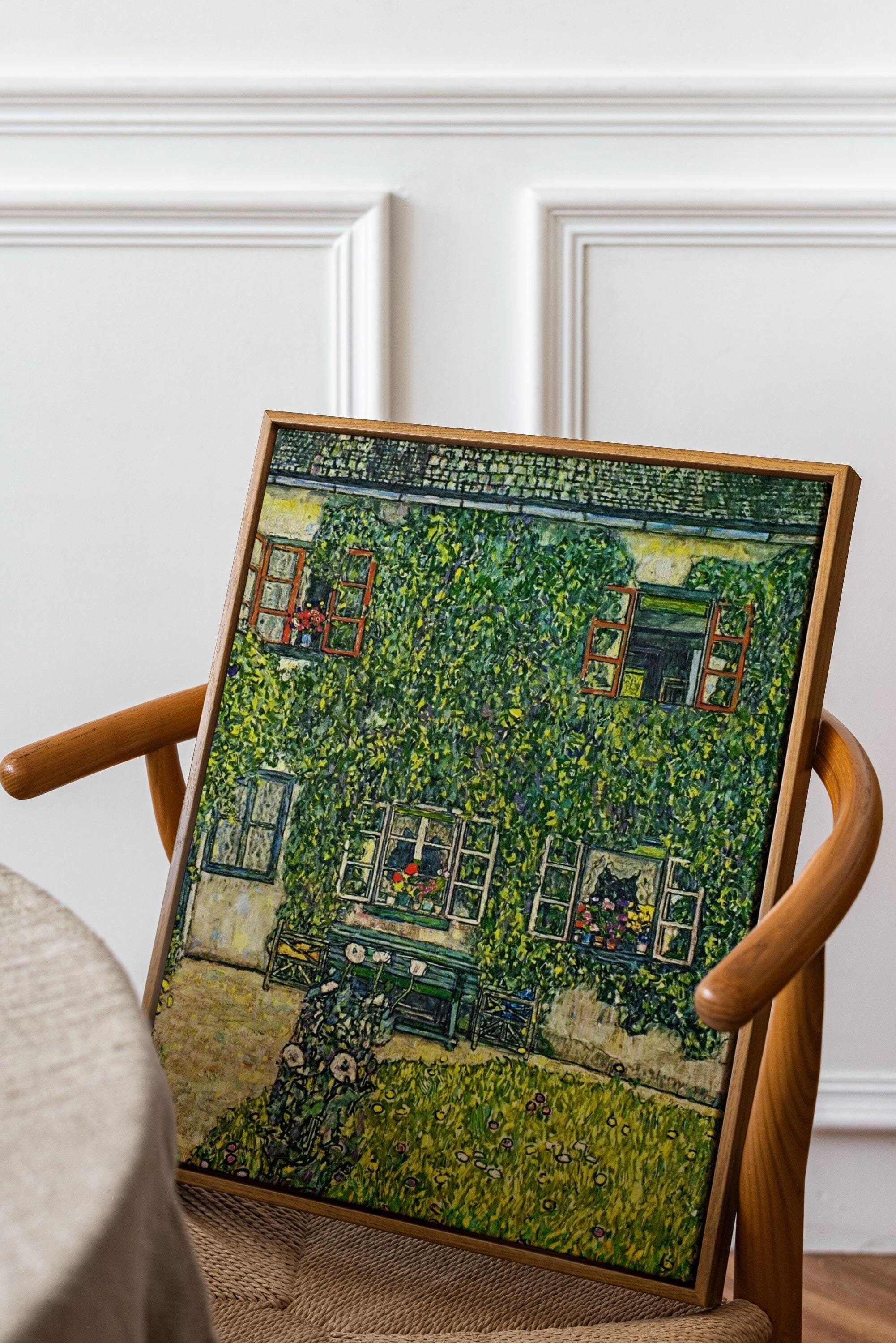 Gustav Klimt - The House of Guardaboschi. Klimt poster print, Large wall art, Green kitchen wall art, Nature painting, L
