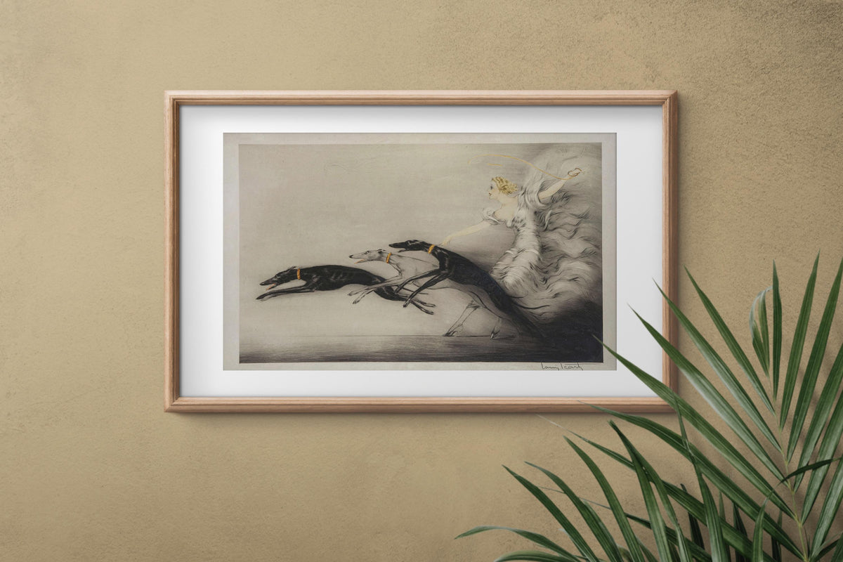 Louis Icart - Vitesse, Speed II. Canvas painting, Canvas reproduction, Vintage art prints, Beautiful girl art, Extravaga