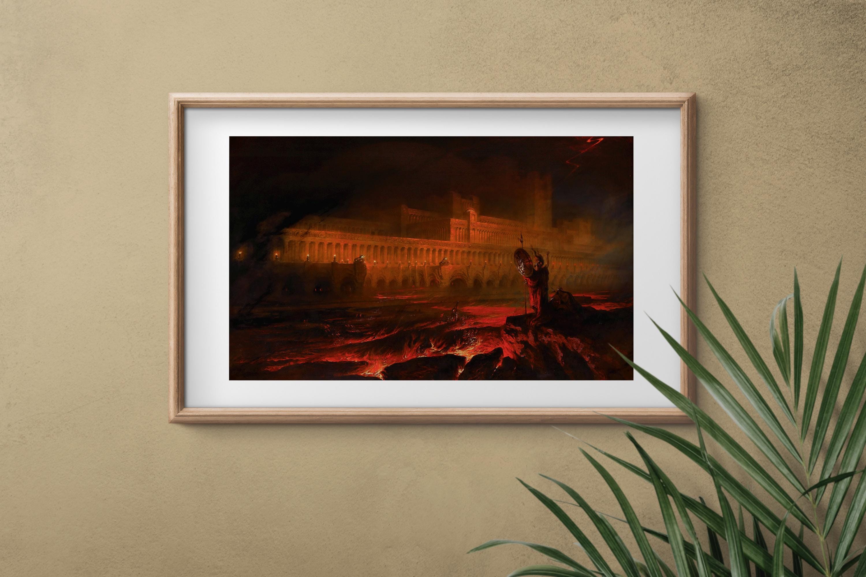 John Martin - Pandemonium. Gothic wall art, Canvas print, Gallery wrapped, Famous art, Painting on canvas, Dark art prin