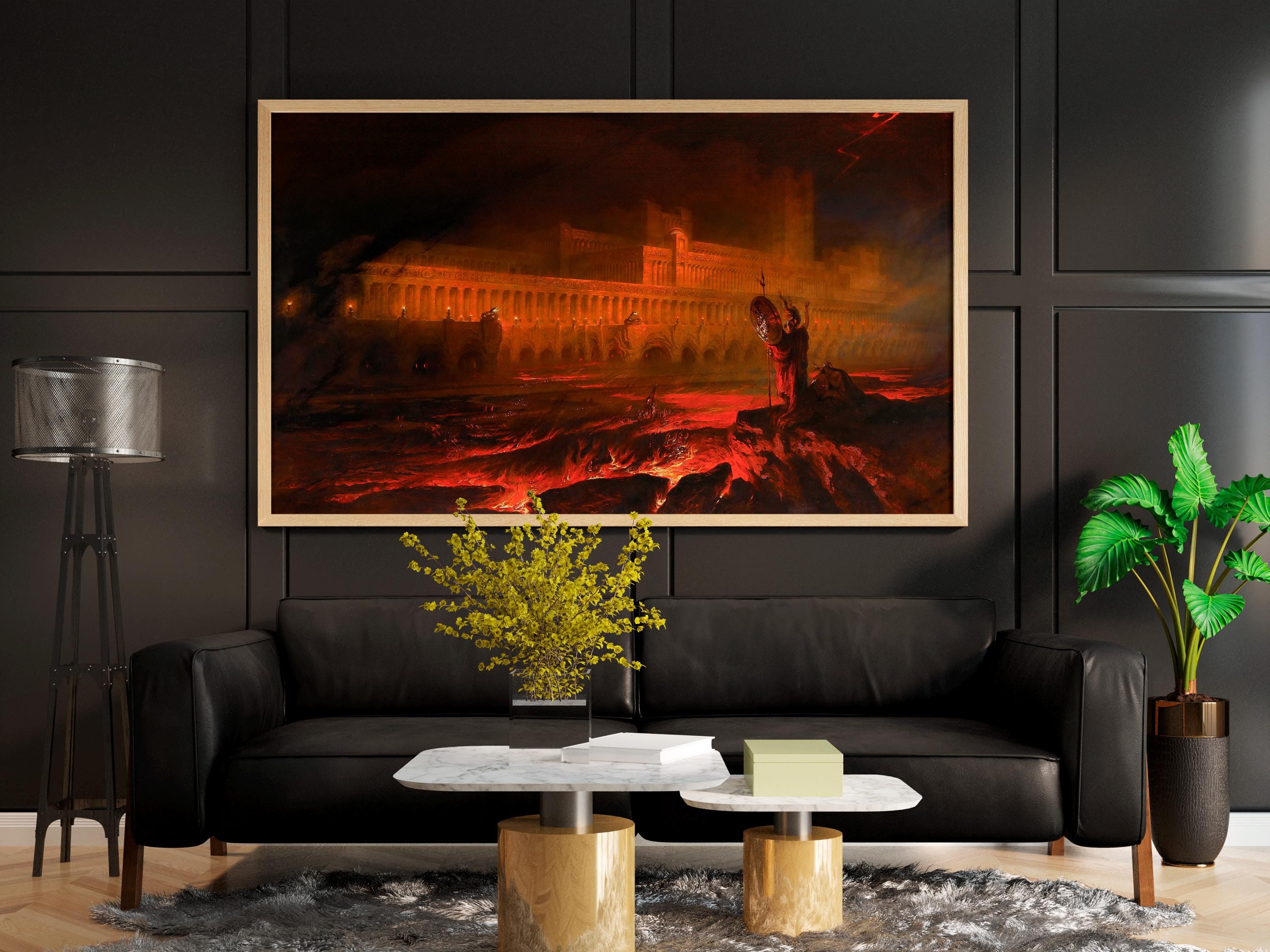 John Martin - Pandemonium. Gothic wall art, Canvas print, Gallery wrapped, Famous art, Painting on canvas, Dark art prin