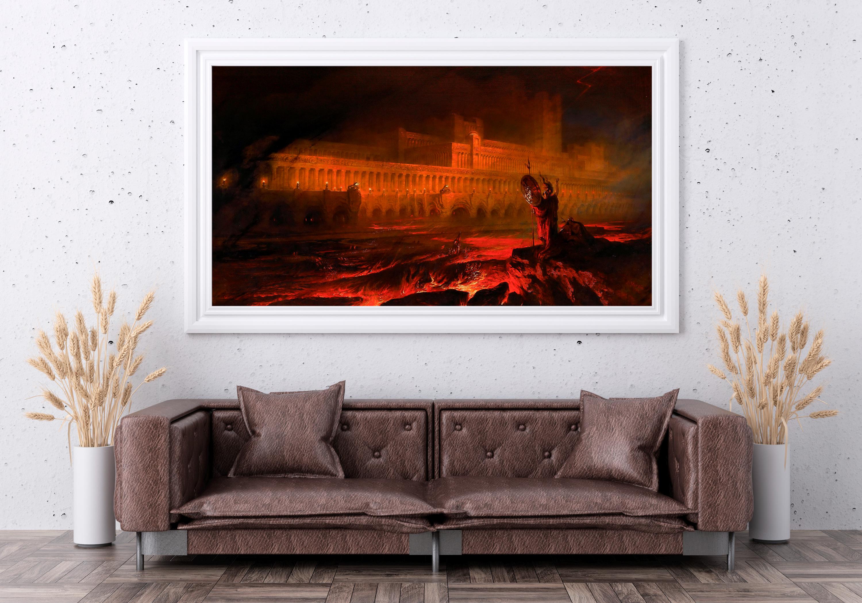 John Martin - Pandemonium. Gothic wall art, Canvas print, Gallery wrapped, Famous art, Painting on canvas, Dark art prin