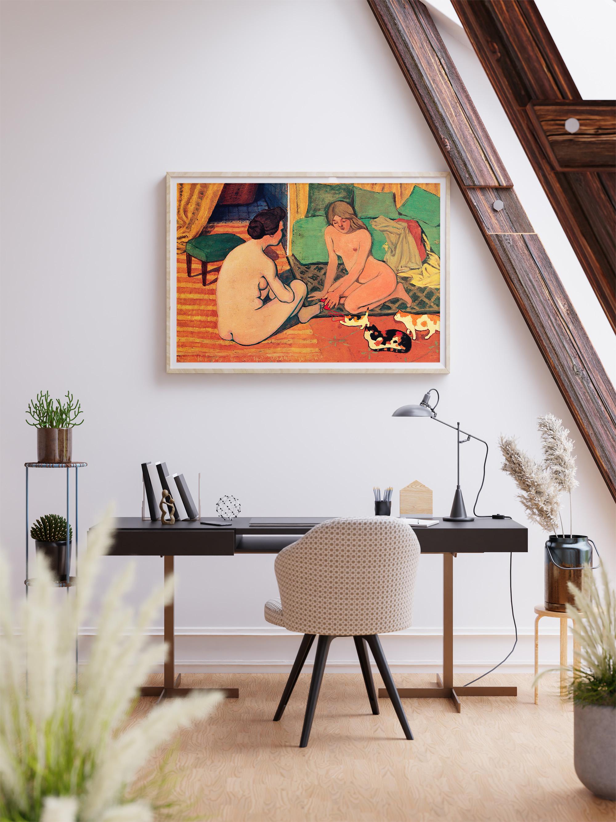 Felix Vallotton - Naked women with cats. Bedroom decor, Extravagant painting, Sensual wall art, Canvas painting, Living