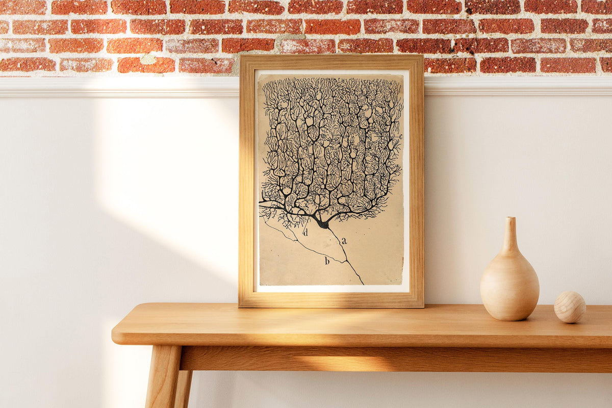 Santiago Ramón y Cajal - Neuron painting, Kitchen decor, Neuron art print, Biology artwork, Ready to hang, Vintage scien