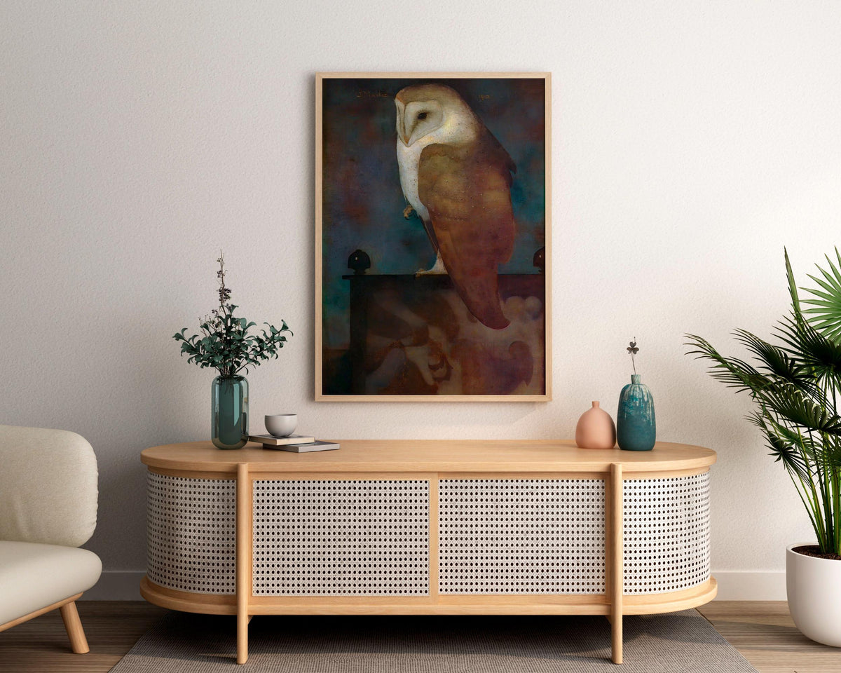 Jan Mankes - Big Owl. Print on canvas, Owl art print, Dark academia art, Living room wall art, Canvas art print, Home de