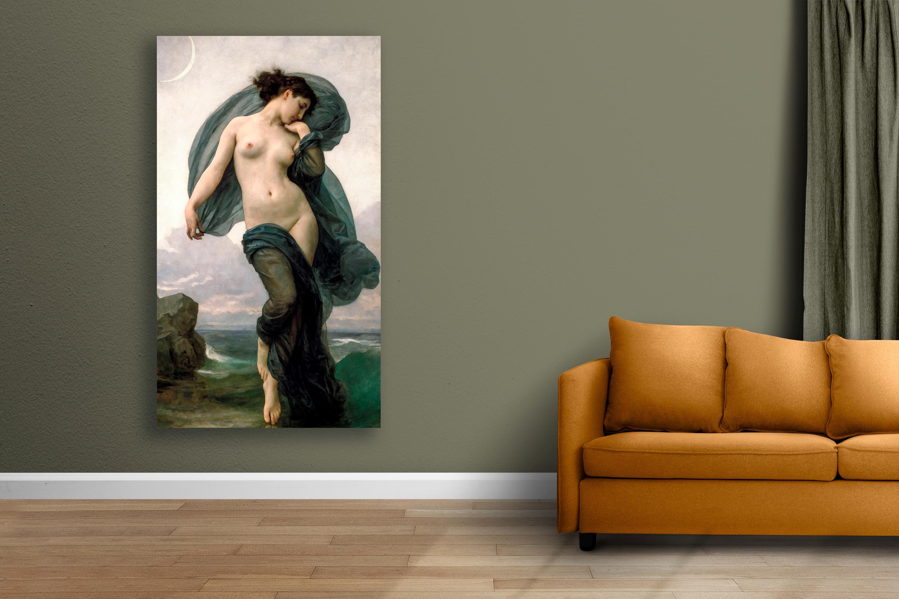 William Adolphe Bouguereau - Evening Mood, Le crepuscule. Sensual art, Canvas painting, Poster print, Mystical woman art