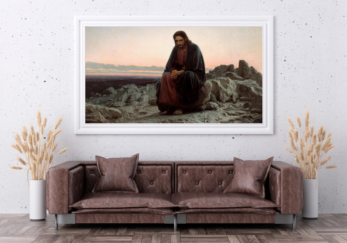 Ivam Kramskoi - Christ in the Wilderness. Classic wall art, Biblical art print, Religious art, Canvas painting, Poster p