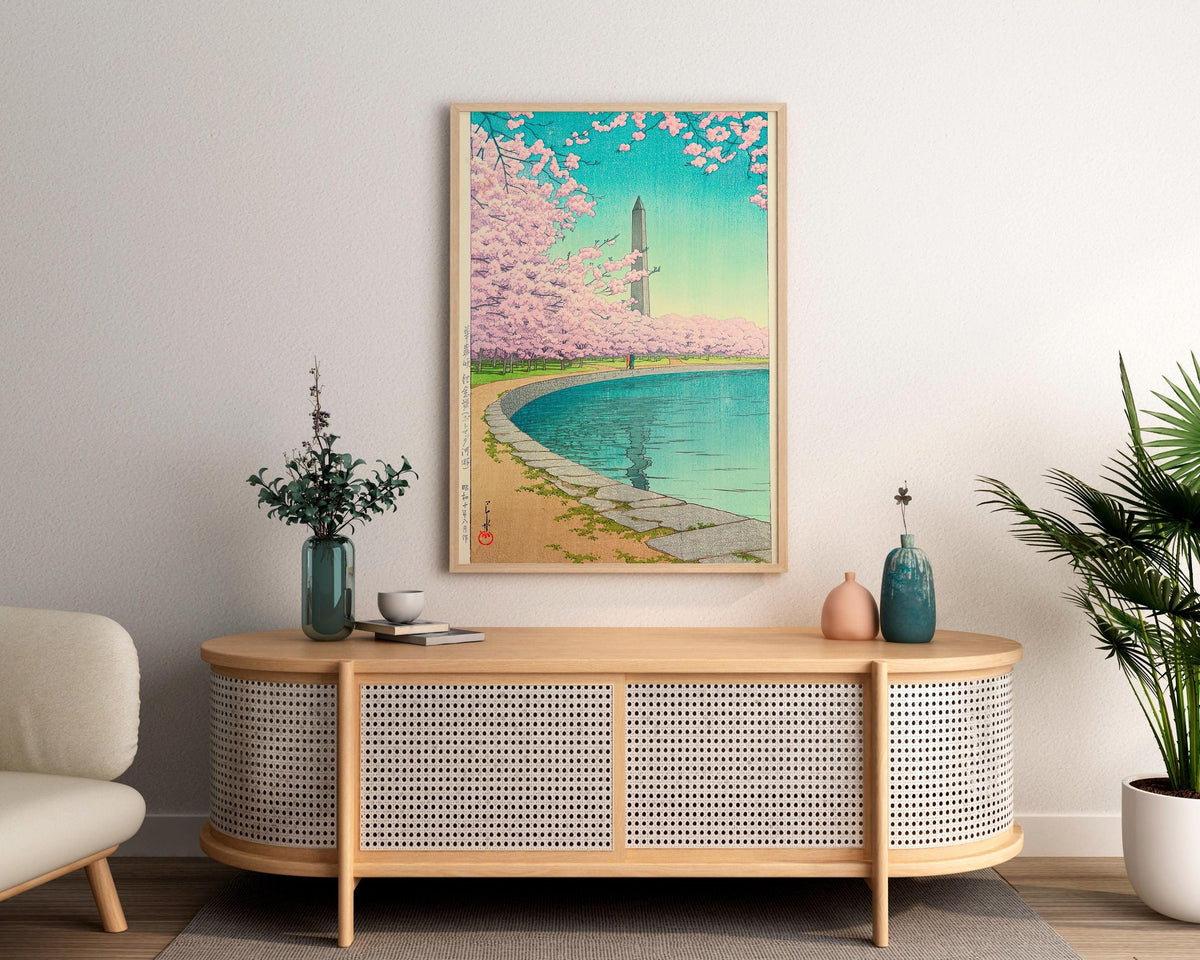 Kawase Hasui - Washington Monument. Japanese painting, Japanese landscape, Bedroom decor, Canvas art print, Large wall a