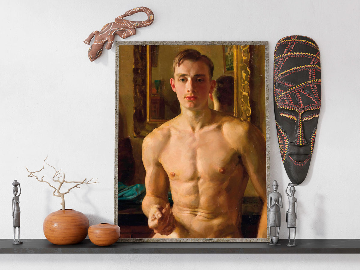Konstantin Somov - The Boxer. Print on canvas, Sensual poster, Classic wall art, Living room wall art, Giclee canvas, Ca