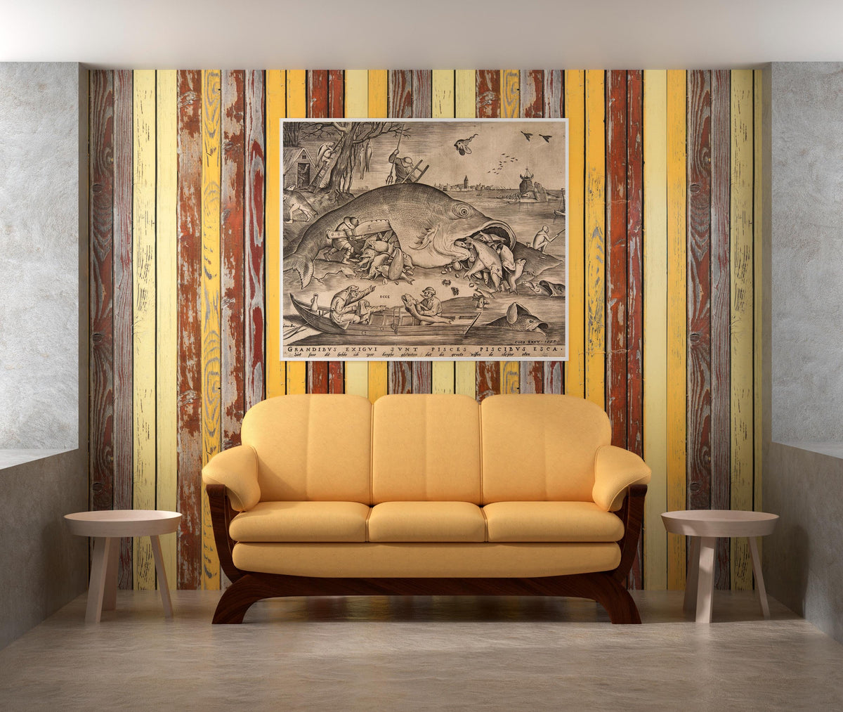 Pieter Bruegel the Elder - Big Fish Eat Little Fish. Classic wall art, Bruegel art print, Fish poster print, Gallery wra