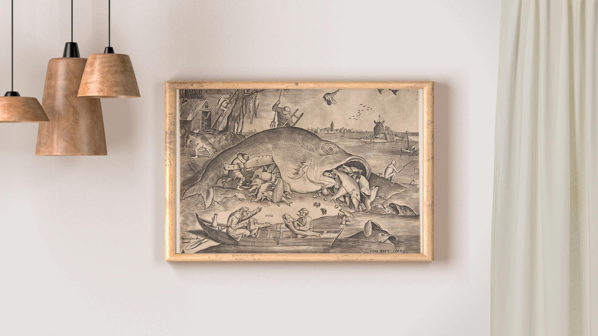 Pieter Bruegel the Elder - Big Fish Eat Little Fish. Classic wall art, Bruegel art print, Fish poster print, Gallery wra