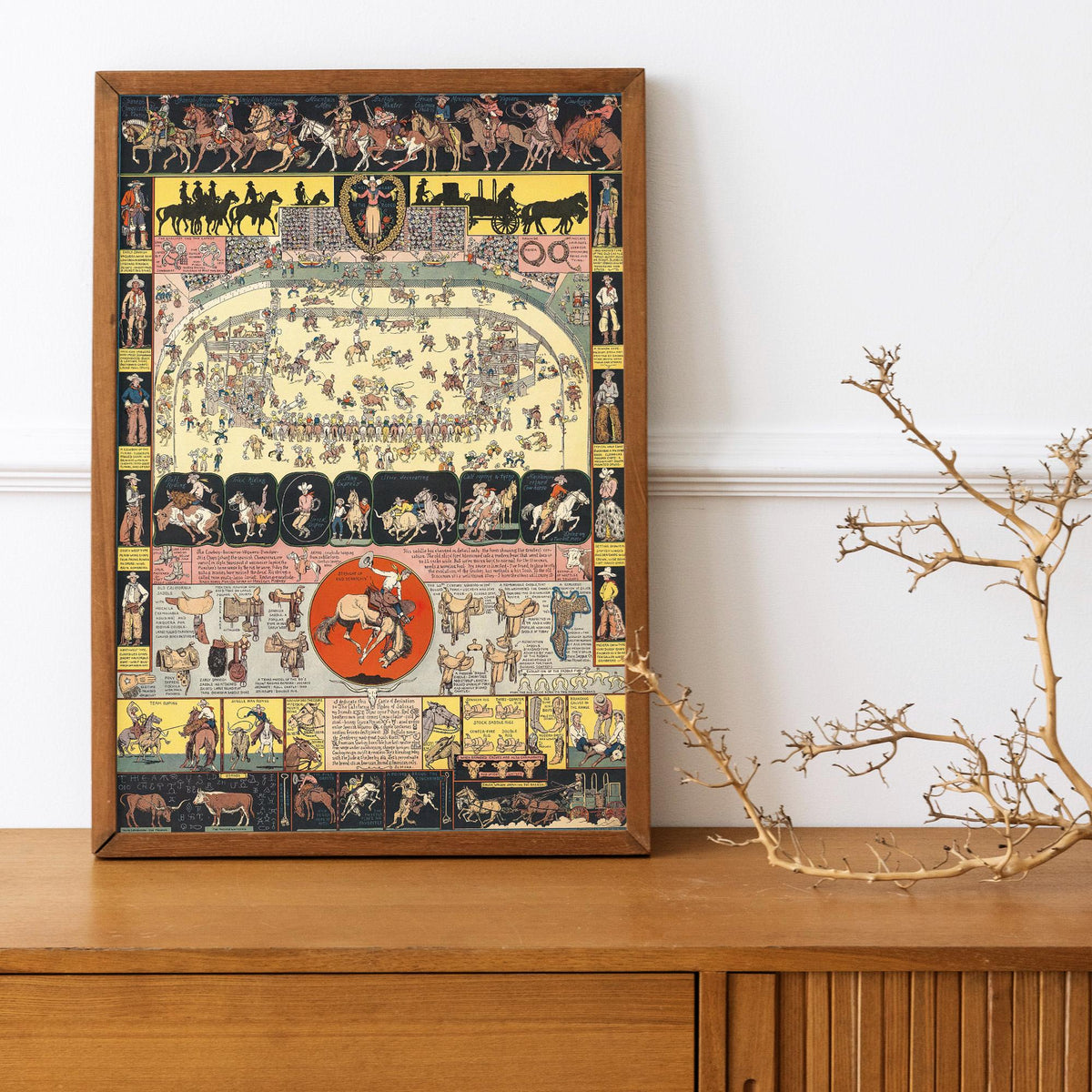 Joseph Jacinto Mora - Evolution of the Cowboy. Western Art, Wild West Decor, Vintage Cowboy Poster, Kitchen wall art, Ca