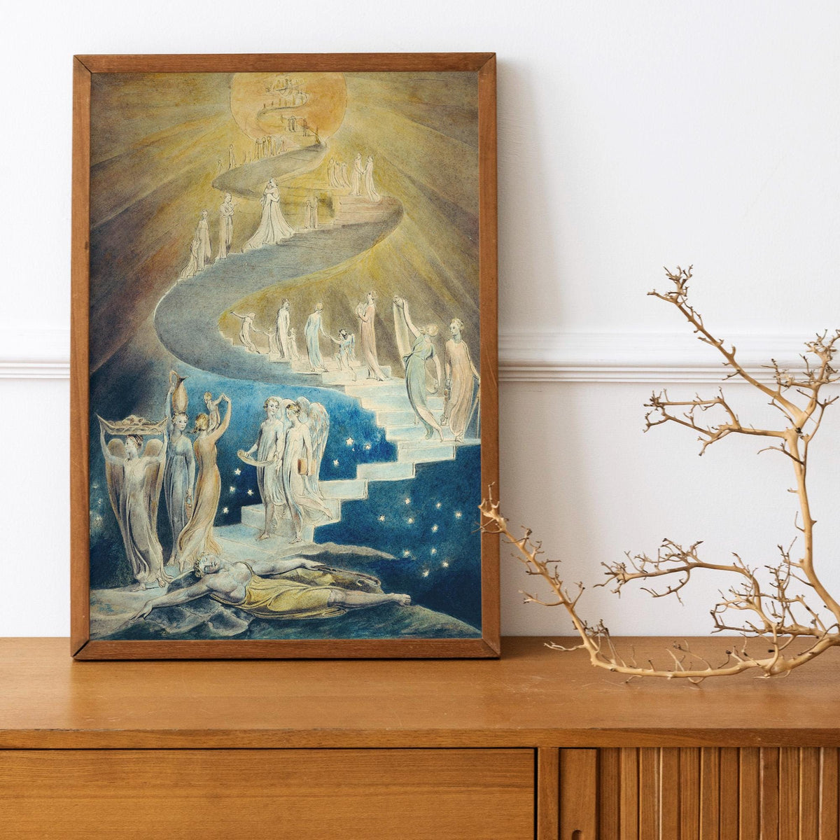 William Blake - Jacobs Ladder. Print on canvas, Bedroom decor, Ready to hang, Dark wall art, Blake art print, Canvas pai