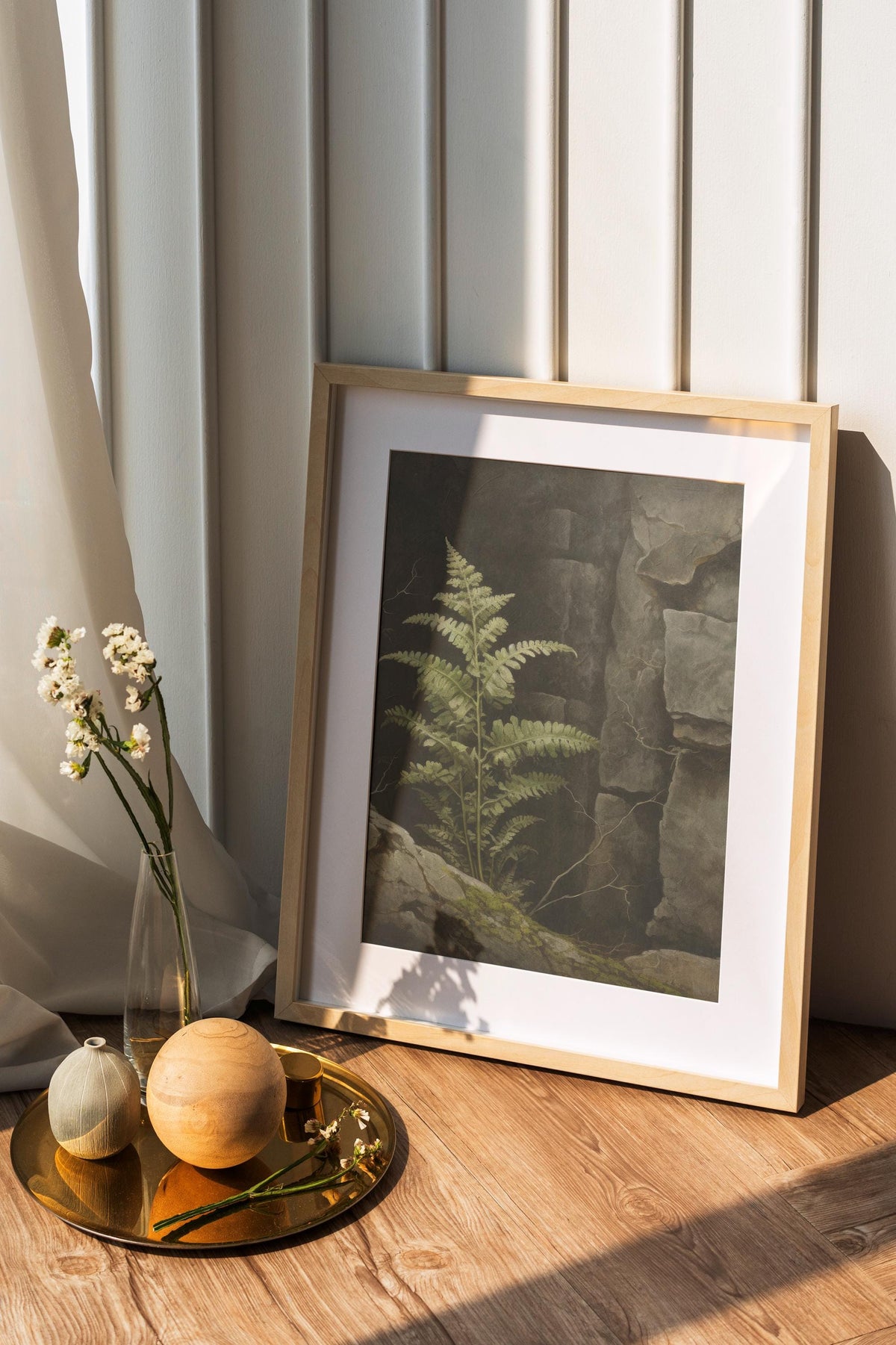 Fern poster print, Dark academia decor, Botanical wall art, Kitchen decor, Gothic nature aesthetic poster, Woodland fern