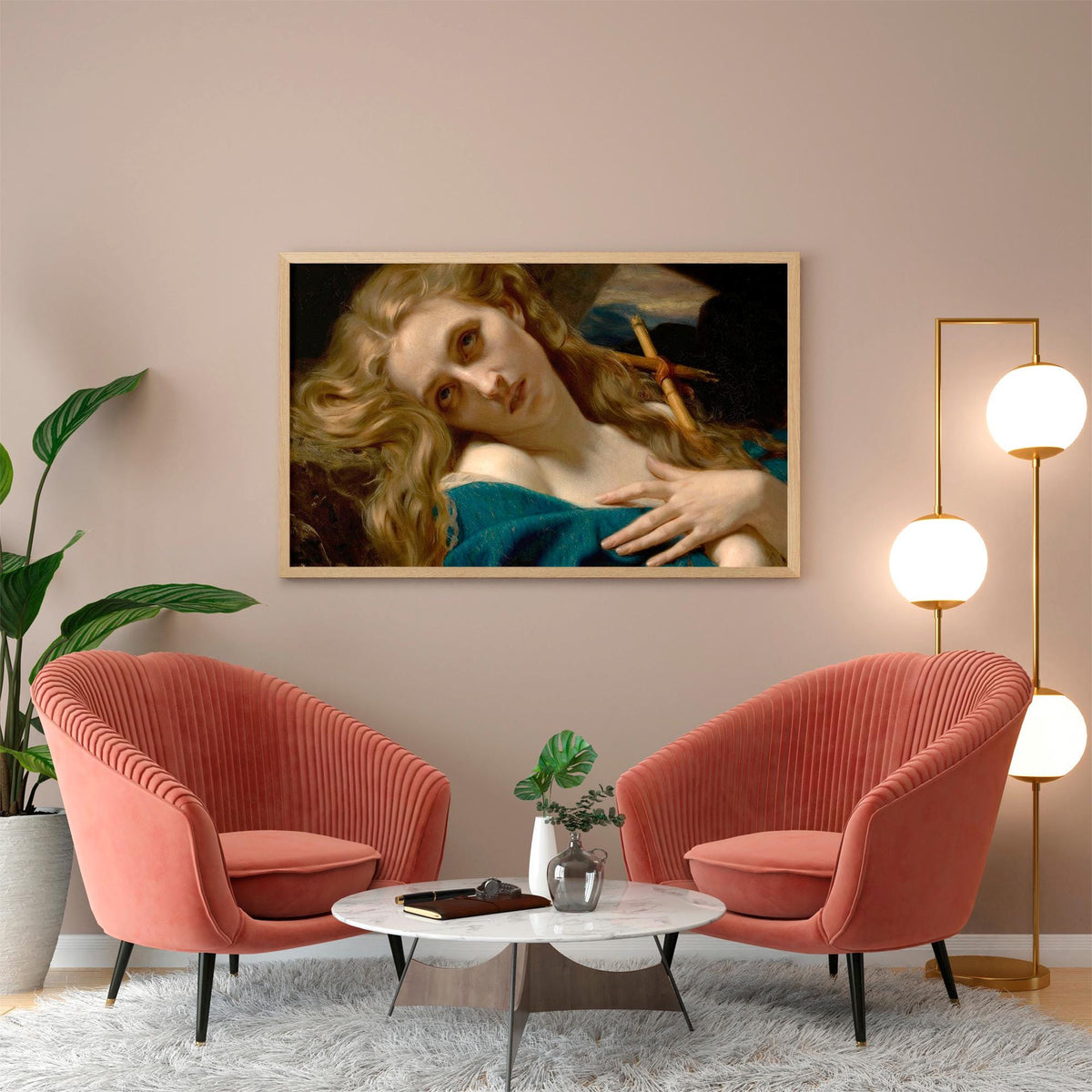 Hugues Merle - Mary Magdalene in the Cave. Religious wall art, Canvas art print, Poster print, Religious painting, Magda