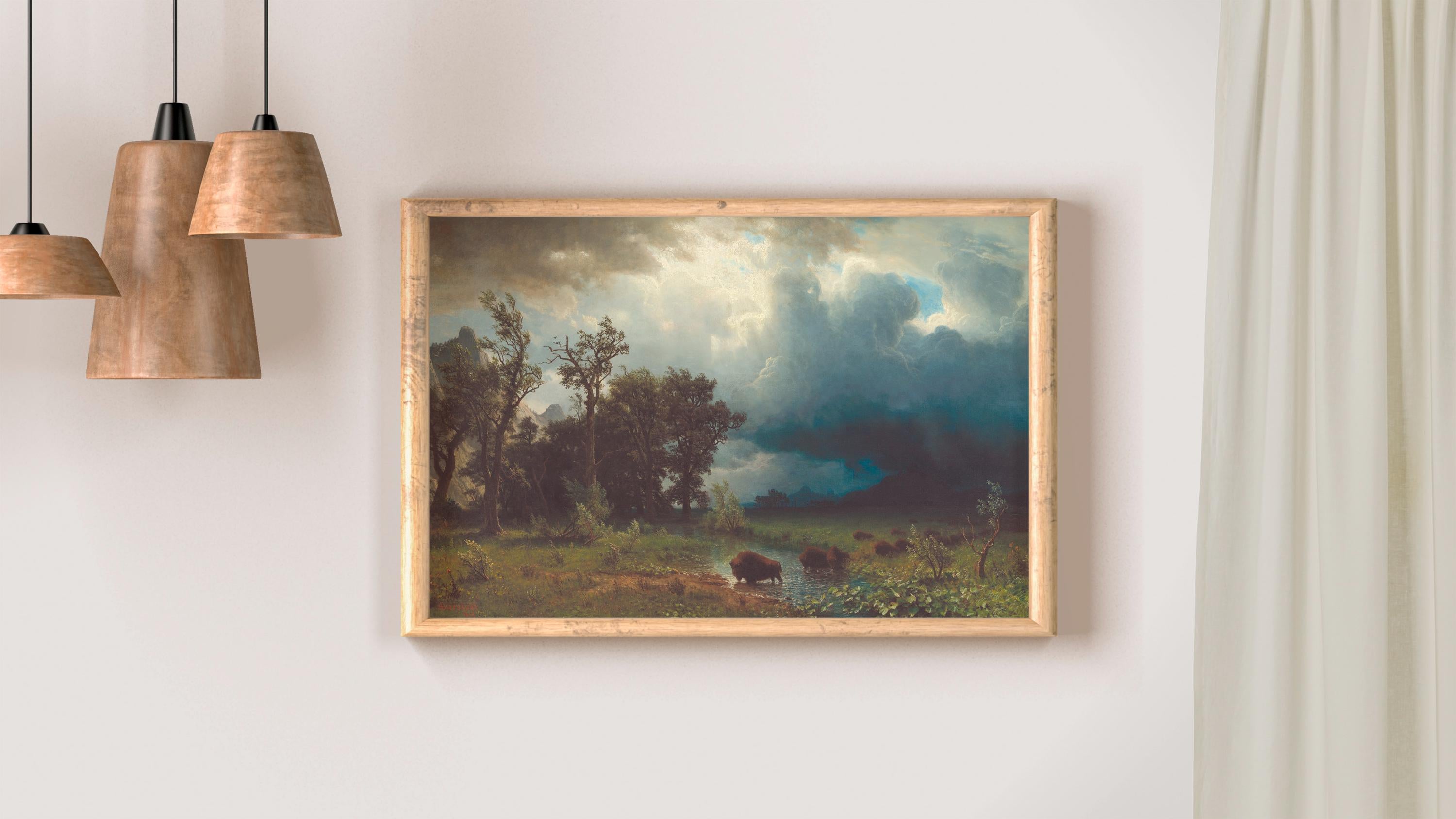 Albert Bierstadt - The Buffalo Trail. Landscape nature, Canvas art print, Home decor, Bierstadt canvas art, Giclee canva