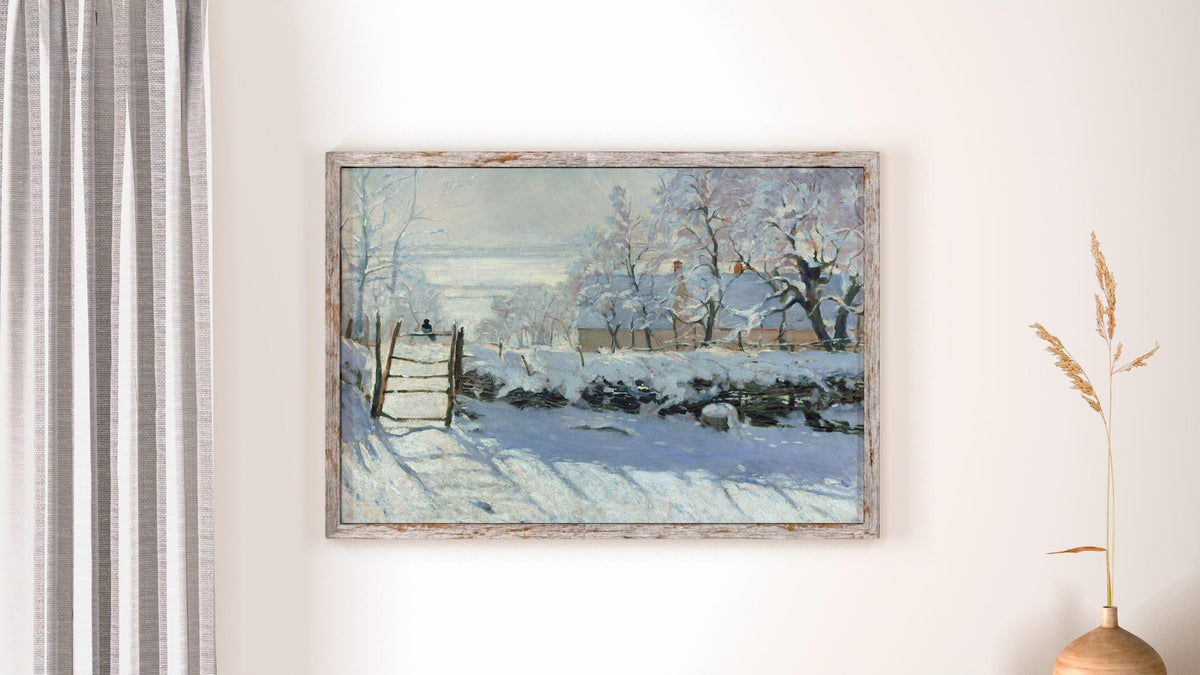 Claude Monet - The Magpie. Winter landscape art, Canvas painting, Print on canvas, Snow landscape art, Christmas wall ar