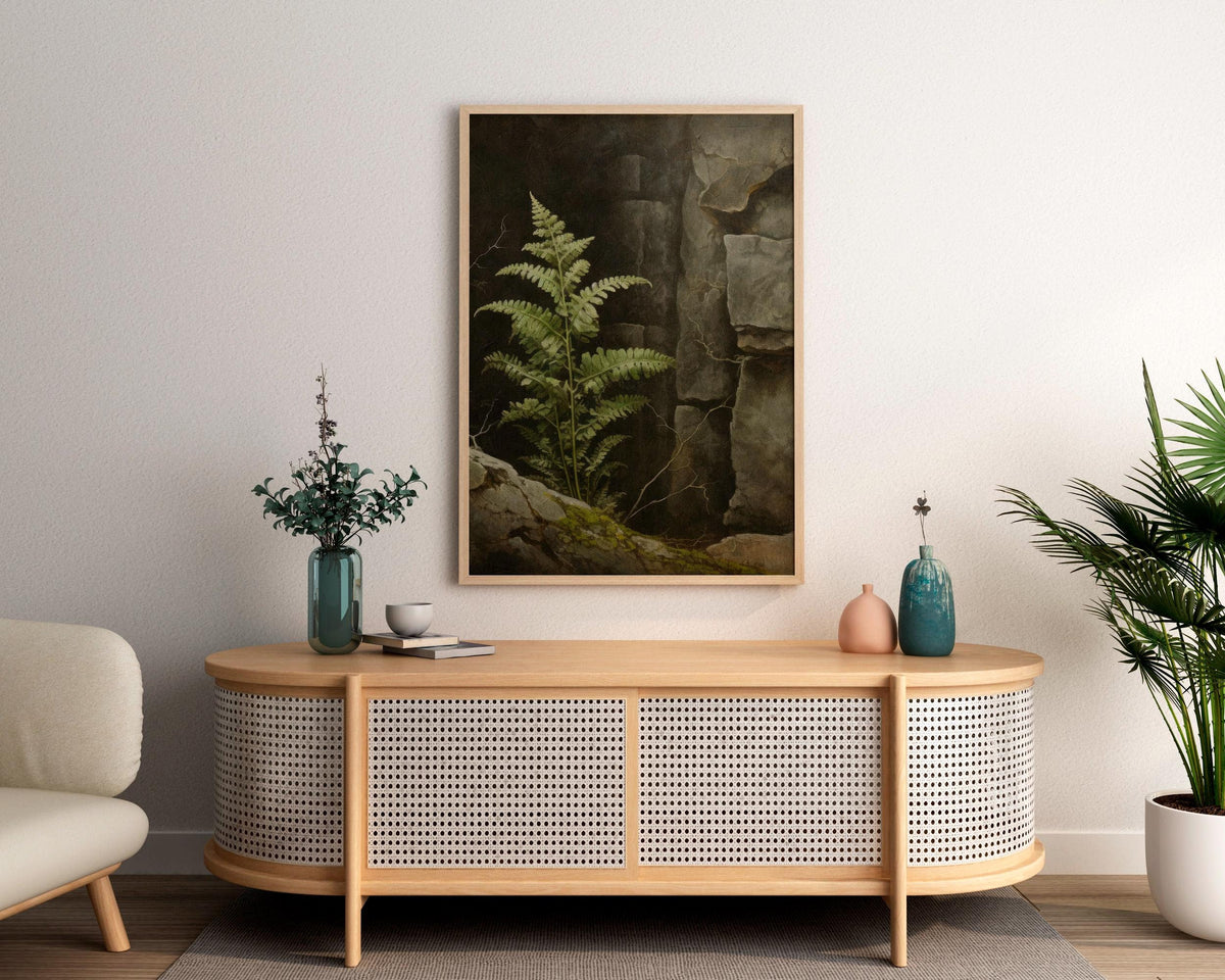 Fern poster print, Dark academia decor, Botanical wall art, Kitchen decor, Gothic nature aesthetic poster, Woodland fern
