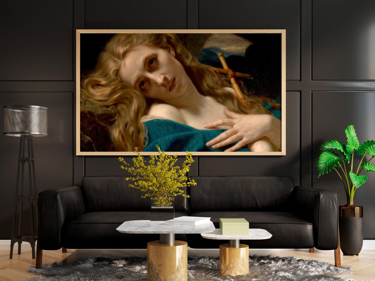 Hugues Merle - Mary Magdalene in the Cave. Religious wall art, Canvas art print, Poster print, Religious painting, Magda