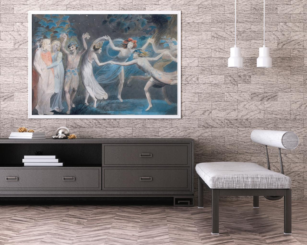 William Blake Fairy Art – Oberon, Titania and Puck – Romantic Era Print, Mythical Wall Decor, Fine Art Reproduction