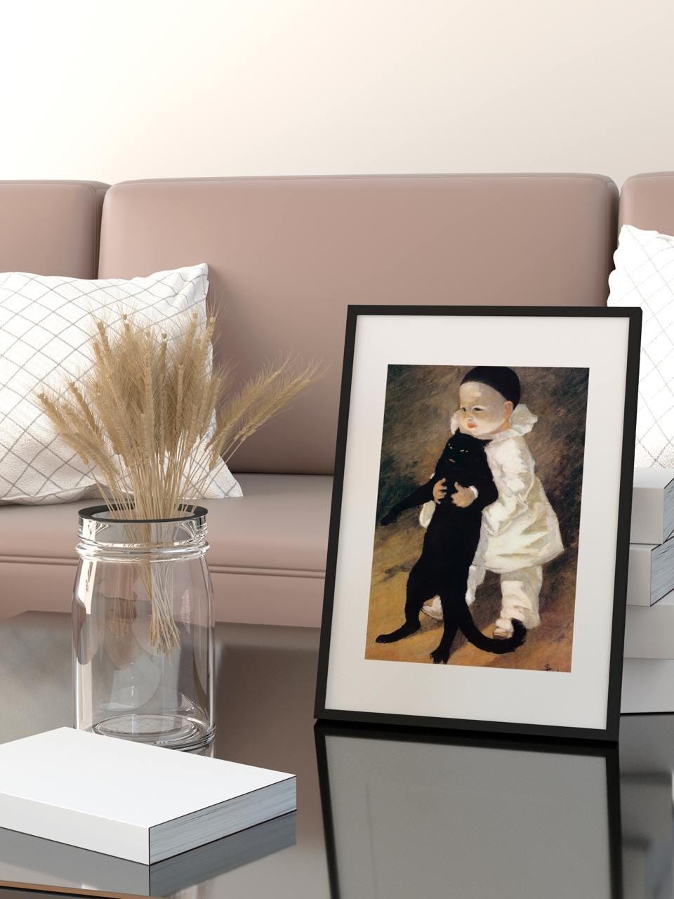 Pierrot with Cat by Théophile Steinlen – French Vintage Poster Print, Fine Art Canvas, Giclee Reproduction, Gallery Wrap