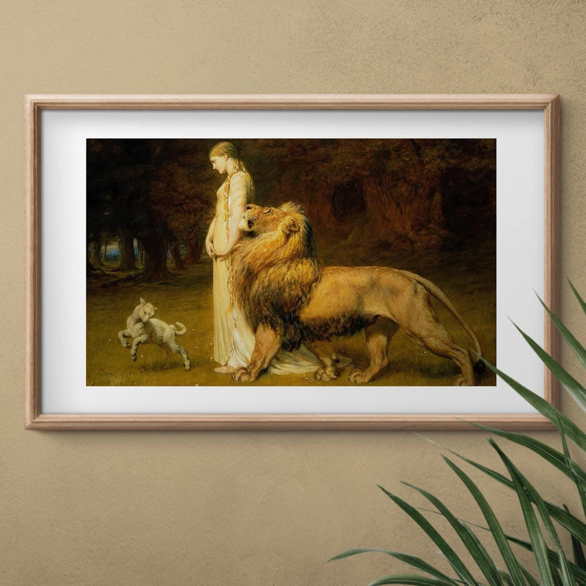 Una and the Lion by Briton Rivière – Classic Victorian Painting, Fine Art Canvas Print, Giclee Reproduction, Gallery Wra