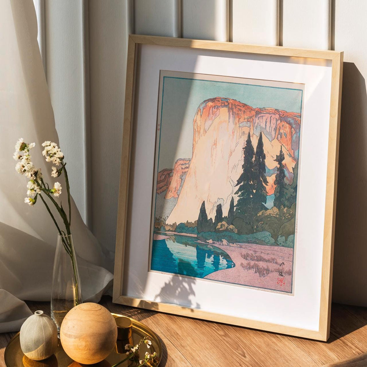 El Capitan by Hiroshi Yoshida – Japanese Woodblock Print, Yosemite Landscape Wall Art, Mountain Nature Scene, Fine Art,