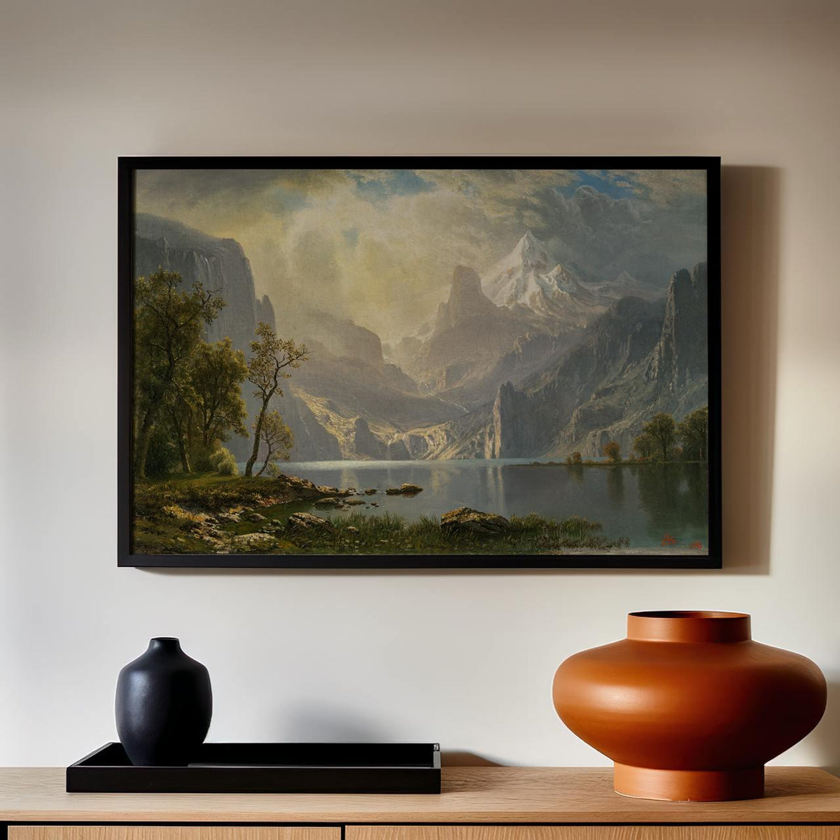 Lake Tahoe by Albert Bierstadt – 19th Century American Landscape Print, Romantic Nature Scene, Giclee Canvas, Mountain W