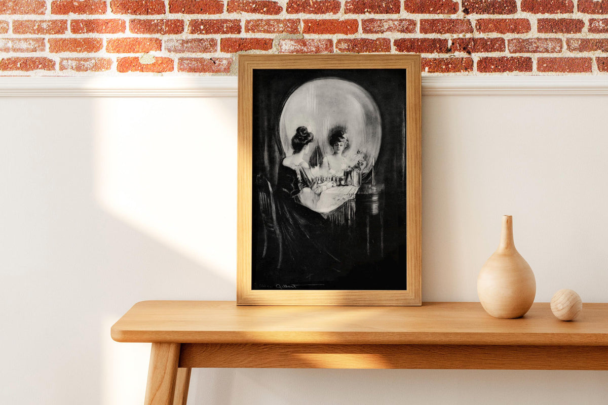 Charles Allan Gilbert - All is vanity. Dark wall art, Gothic poster print, Skull art print on canvas, Canvas painting, B