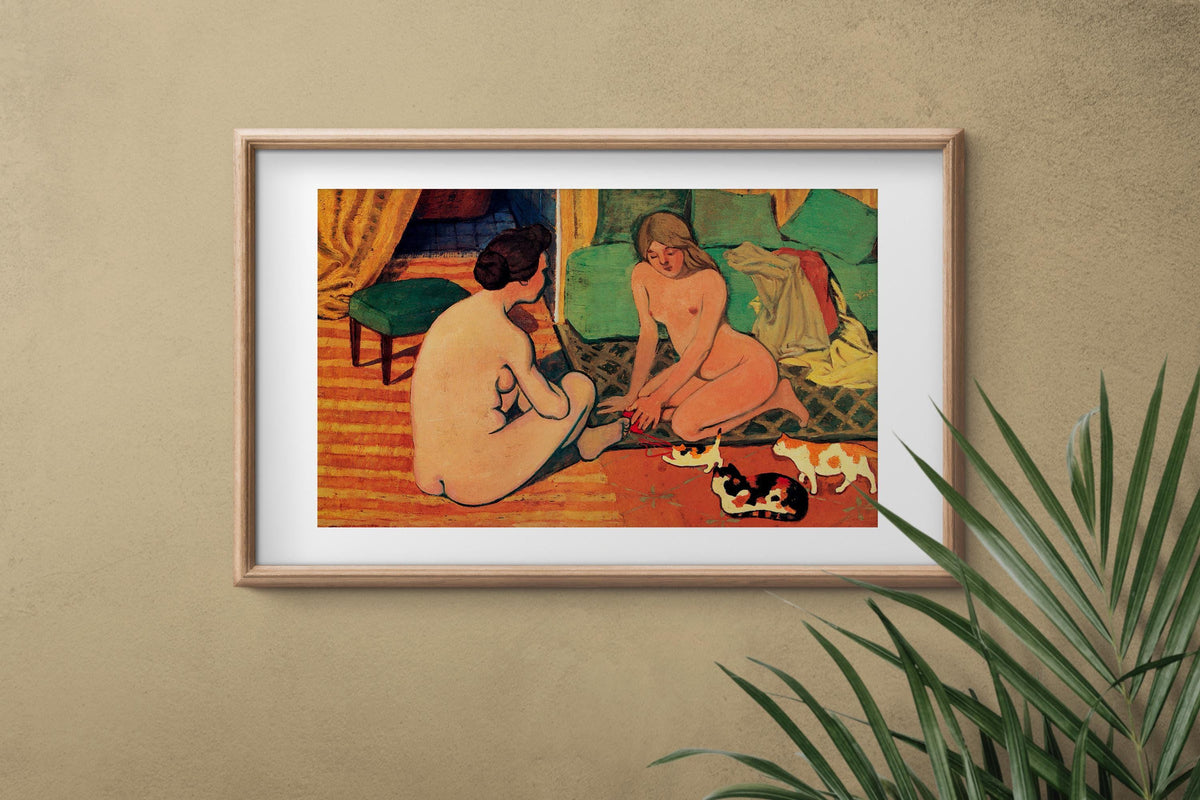 Felix Vallotton - Naked women with cats. Bedroom decor, Extravagant painting, Sensual wall art, Canvas painting, Living