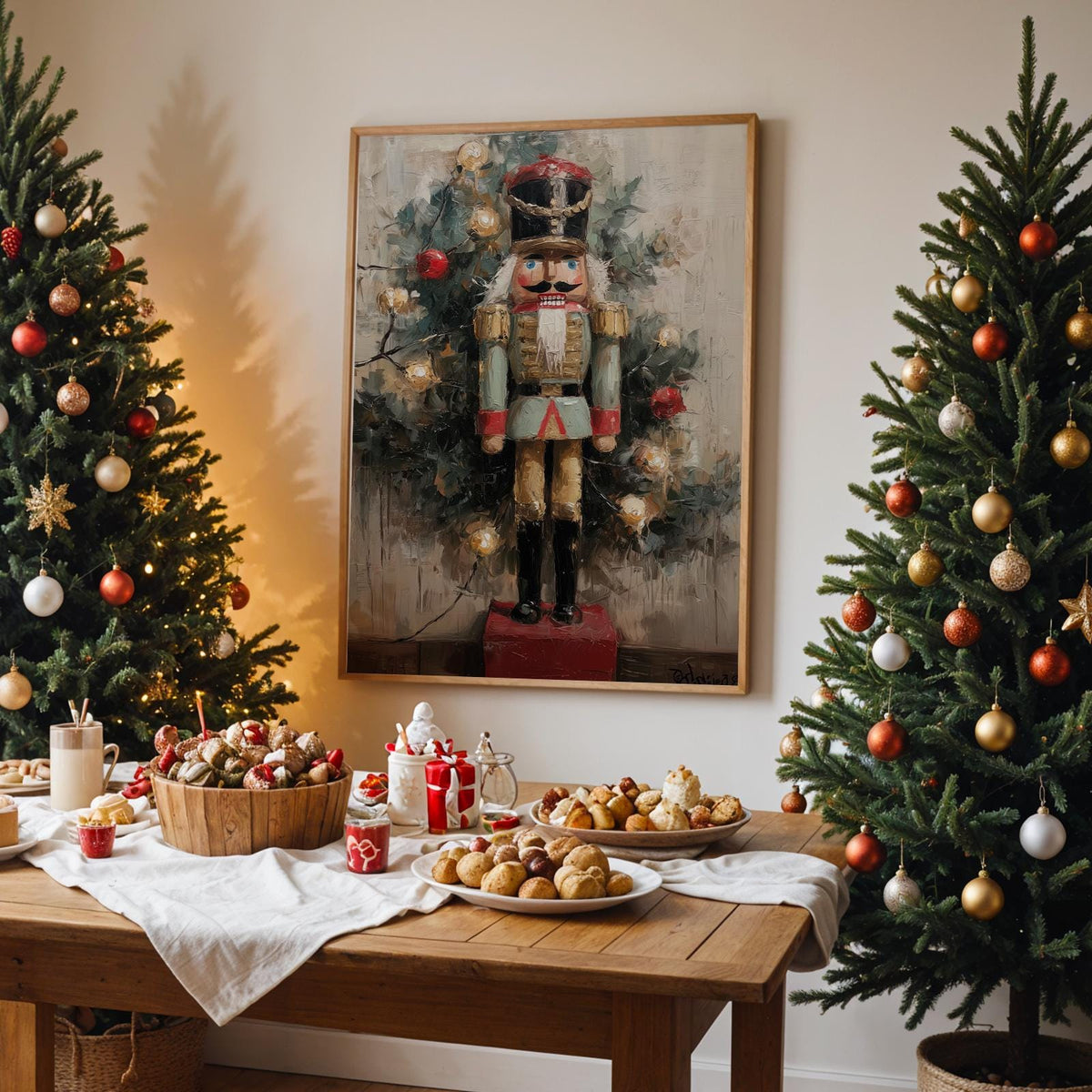 Christmas Nutcracker Wall Art, Vintage Holiday Print, Classic Festive Poster, Cozy Winter Home Decor