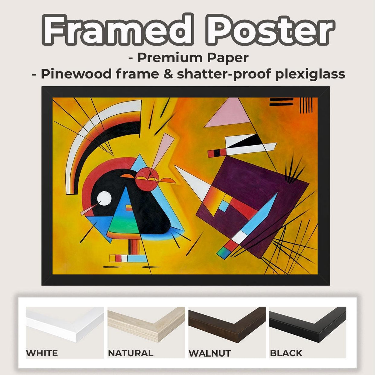Wassily Kandinsky - Upward - Geometric Abstract Canvas Print, Vibrant Modern Wall Art, Large Oversized Framed Decor