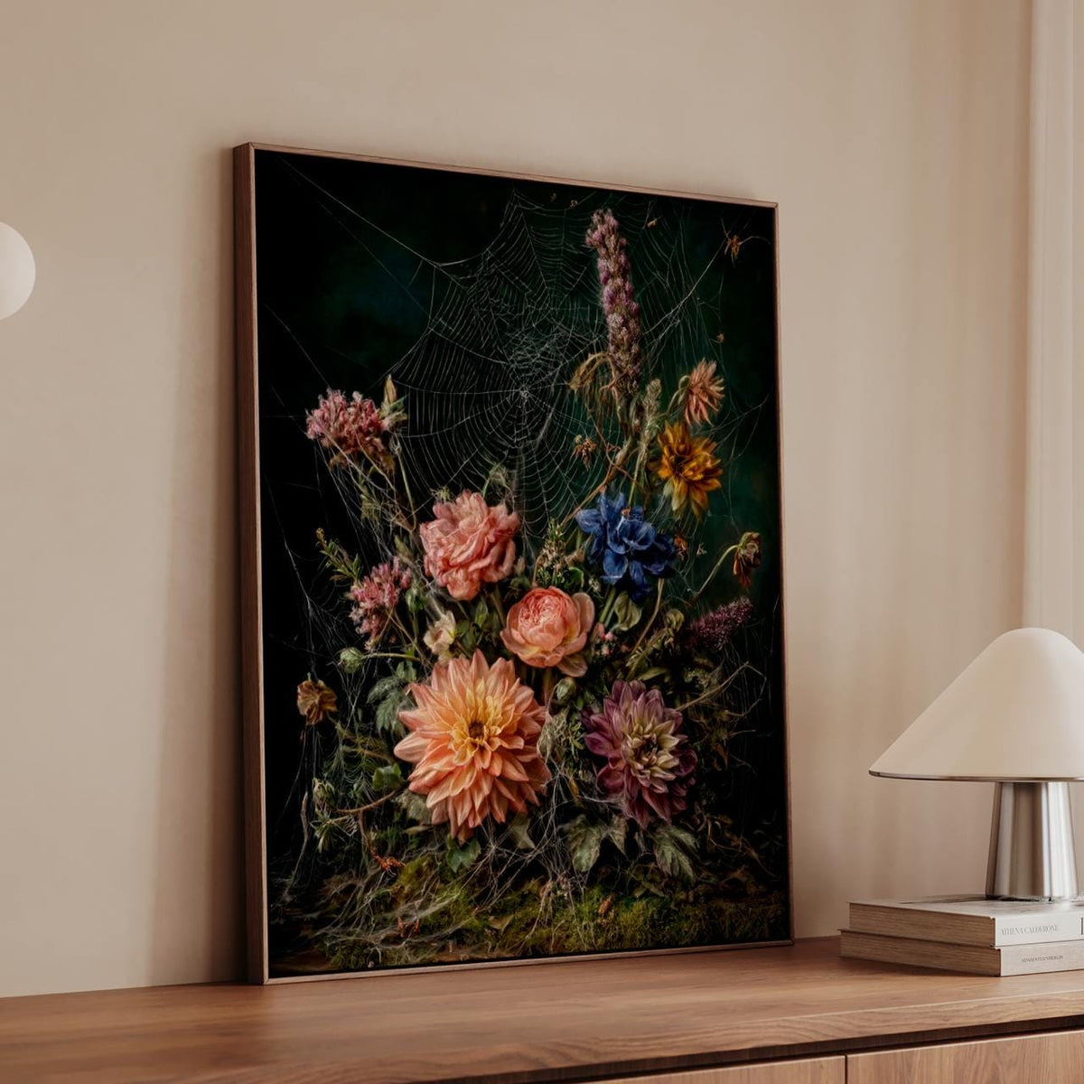 Dark Academia Floral and Spider Canvas & Poster