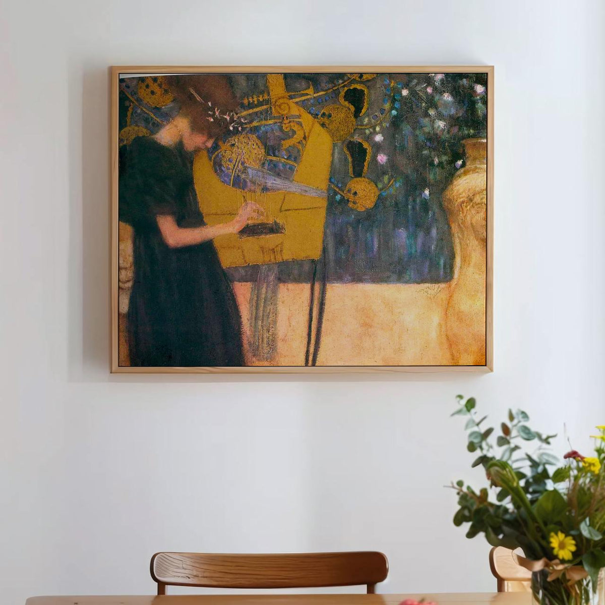 Gustav Klimt - The Music - Framed Canvas Print, Abstract Art, Classic Wall Decor for Home